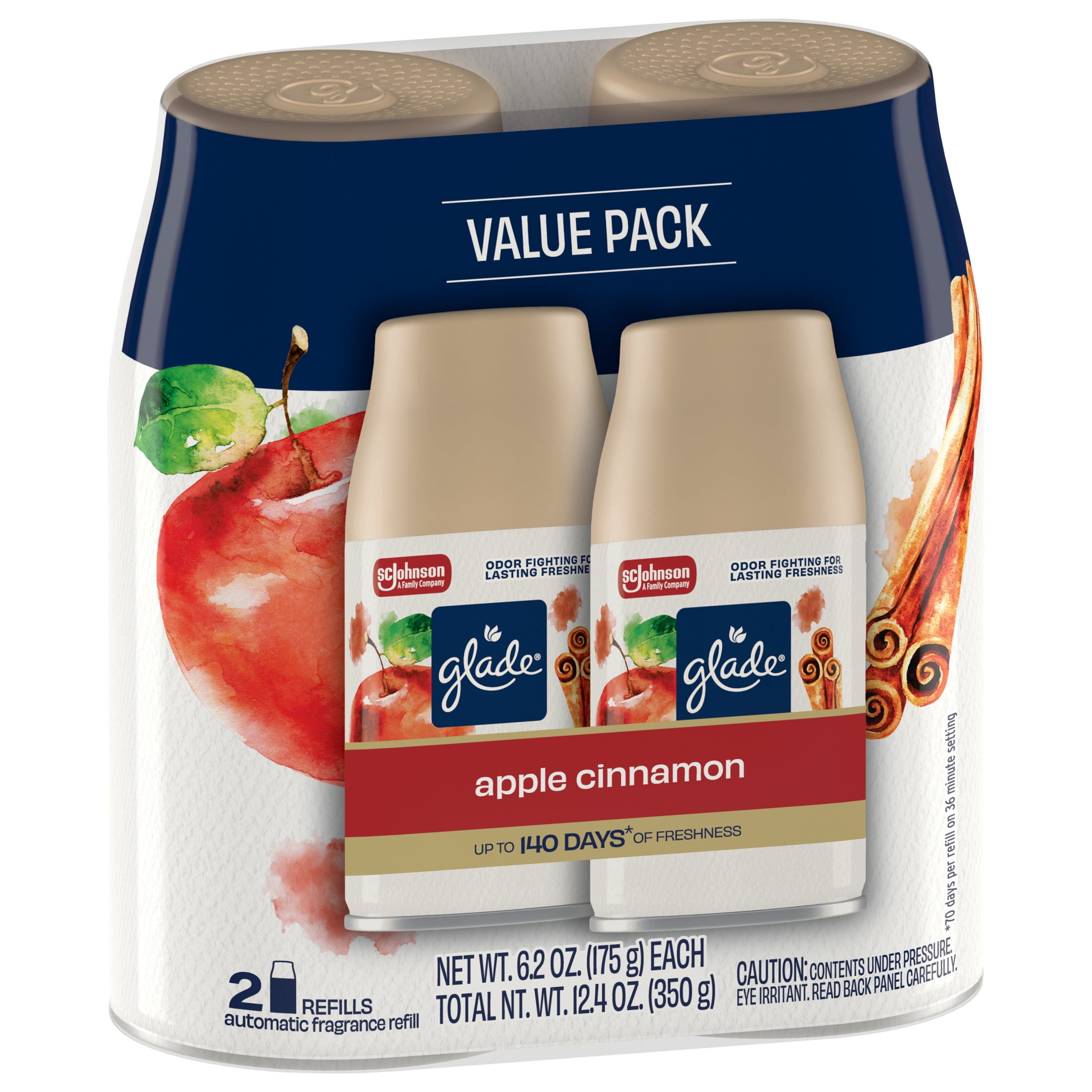 Glade Automatic Spray Air Freshener Refill, Apple Cinnamon Scent, Long-Lasting Fragrance (2 Count, 12.4 oz) z4j7f