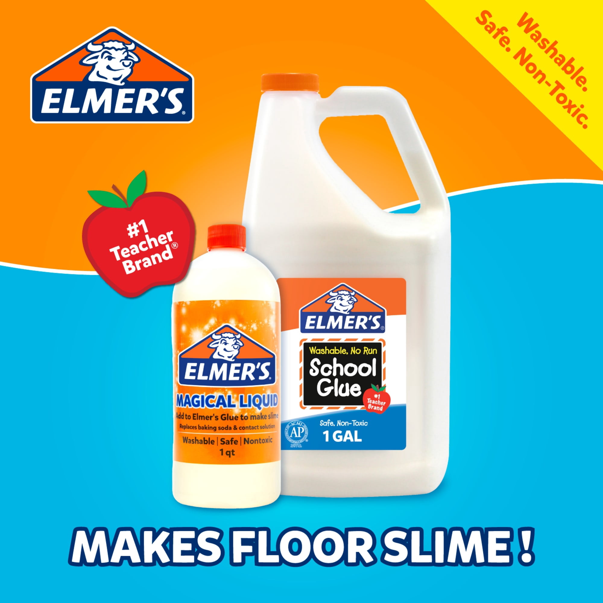 Elmer's Liquid School Glue, Washable Adhesive for Slime and Crafts (White, 128 fl oz) mztwl