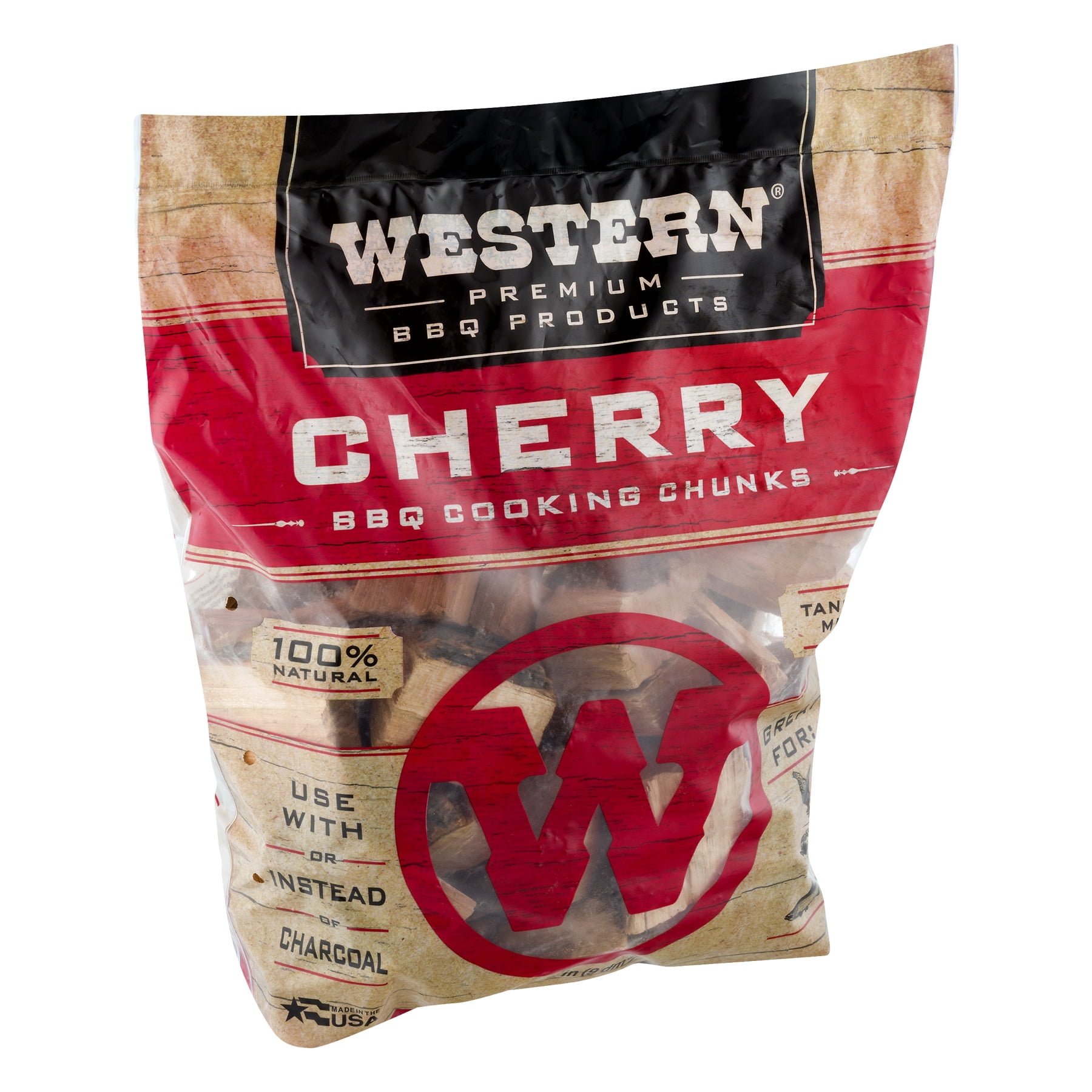 Western BBQ Premium Cherry Wood Cooking Chunks for Smoking and Grilling (549 cu in) kzx7s