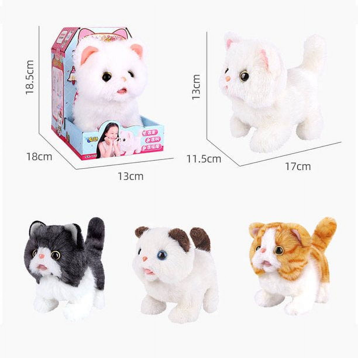 TEAMD Interactive Electronic Walking Cat Toy, Lifelike Plush Kitten That Meows (10 in) 0m61k