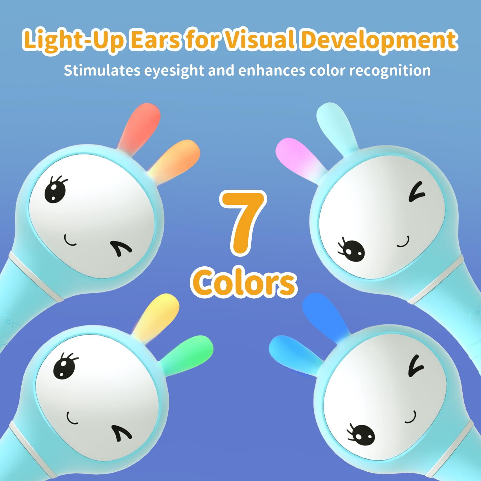 Alilo Smarty Bunny Baby Rattle Musical Sensory Toy with Light Up Ears and Bedtime Stories (White) tydyg