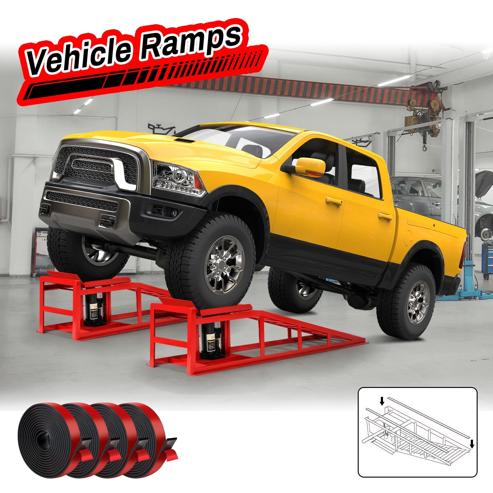 Lafati Hydraulic Car Ramps Heavy-Duty Vehicle Lift Set (Red, 10000 lb) ughmu