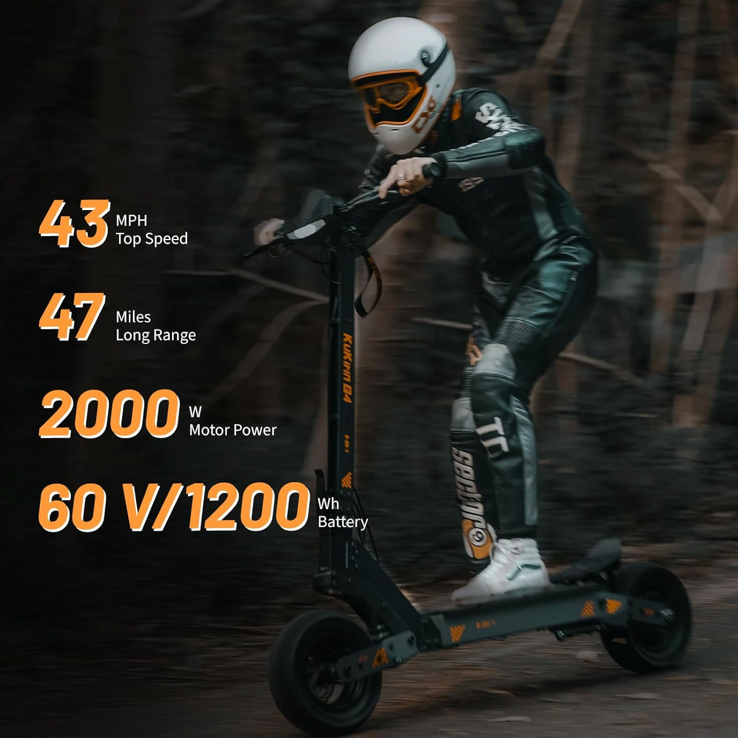 KUKIRIN G4 Electric Scooter, 2000W Motor, 43 Miles Range, 43 Mph Speed, 11 in Off-Road Tires, Foldable Commuter Scooter (Black) 436pd