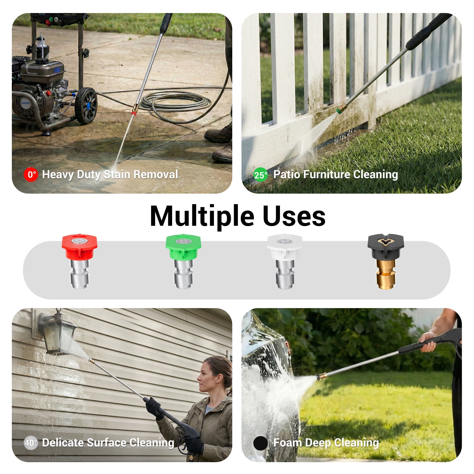 Efurden Gas Pressure Washer 3500 PSI 2.3 GPM with 209cc Engine (25 ft Hose, 4 Nozzles) mw1iy