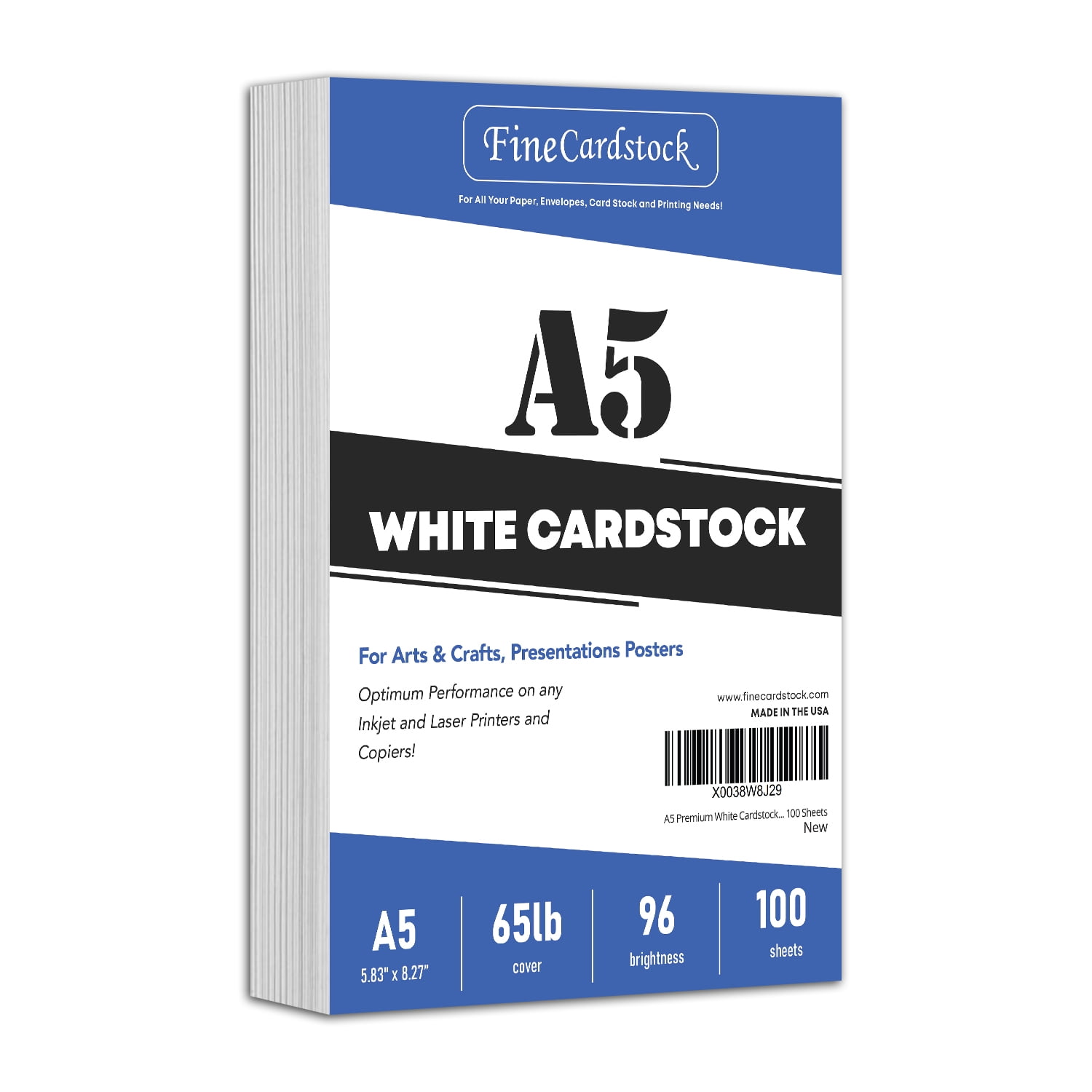 Superfine Printing A5 Premium Cardstock (White, 100 Sheets, 65 lb) vefxy