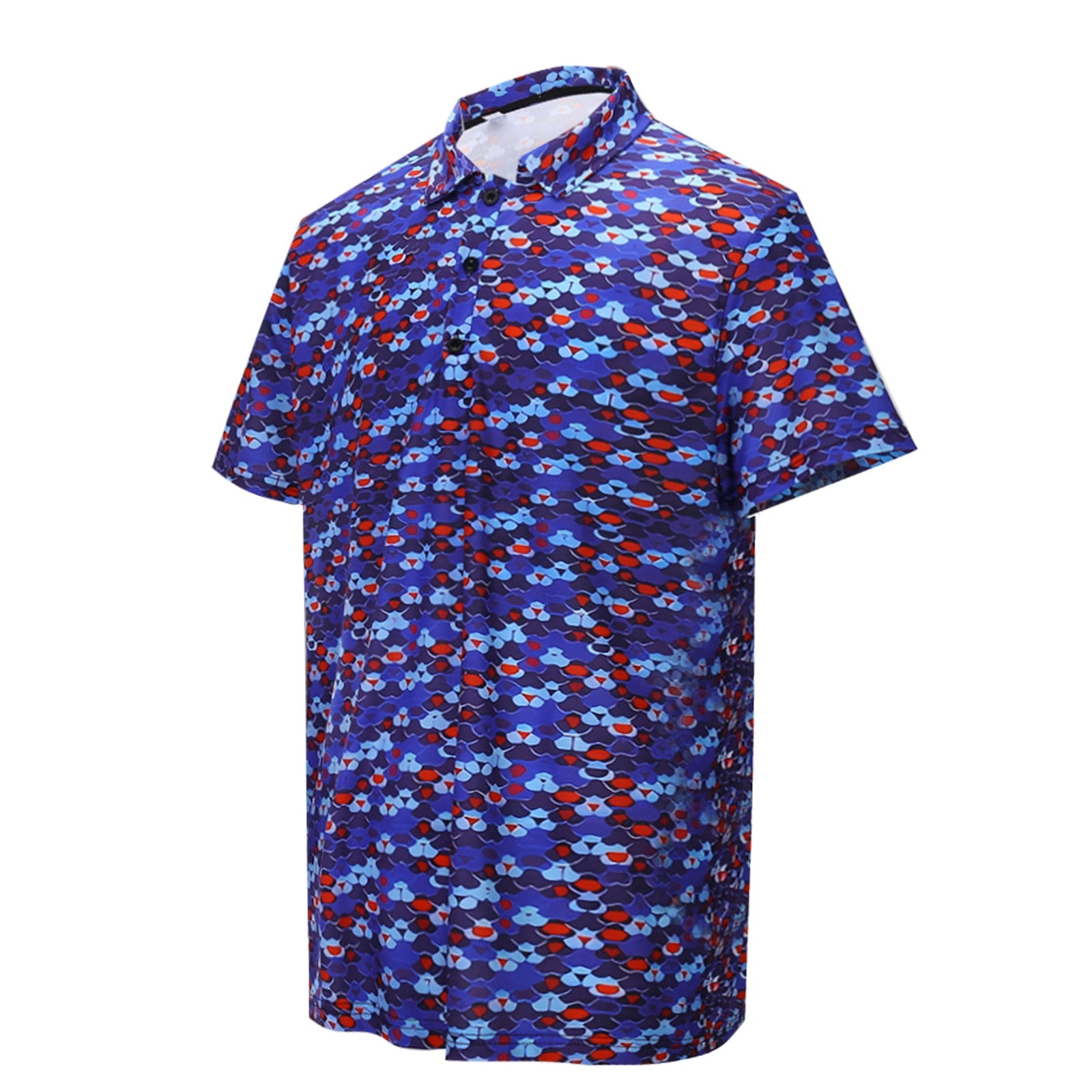 HEYAC Men's Golf Polo Shirt Business Casual V Neck Pullover (Blue, M) s1dvd