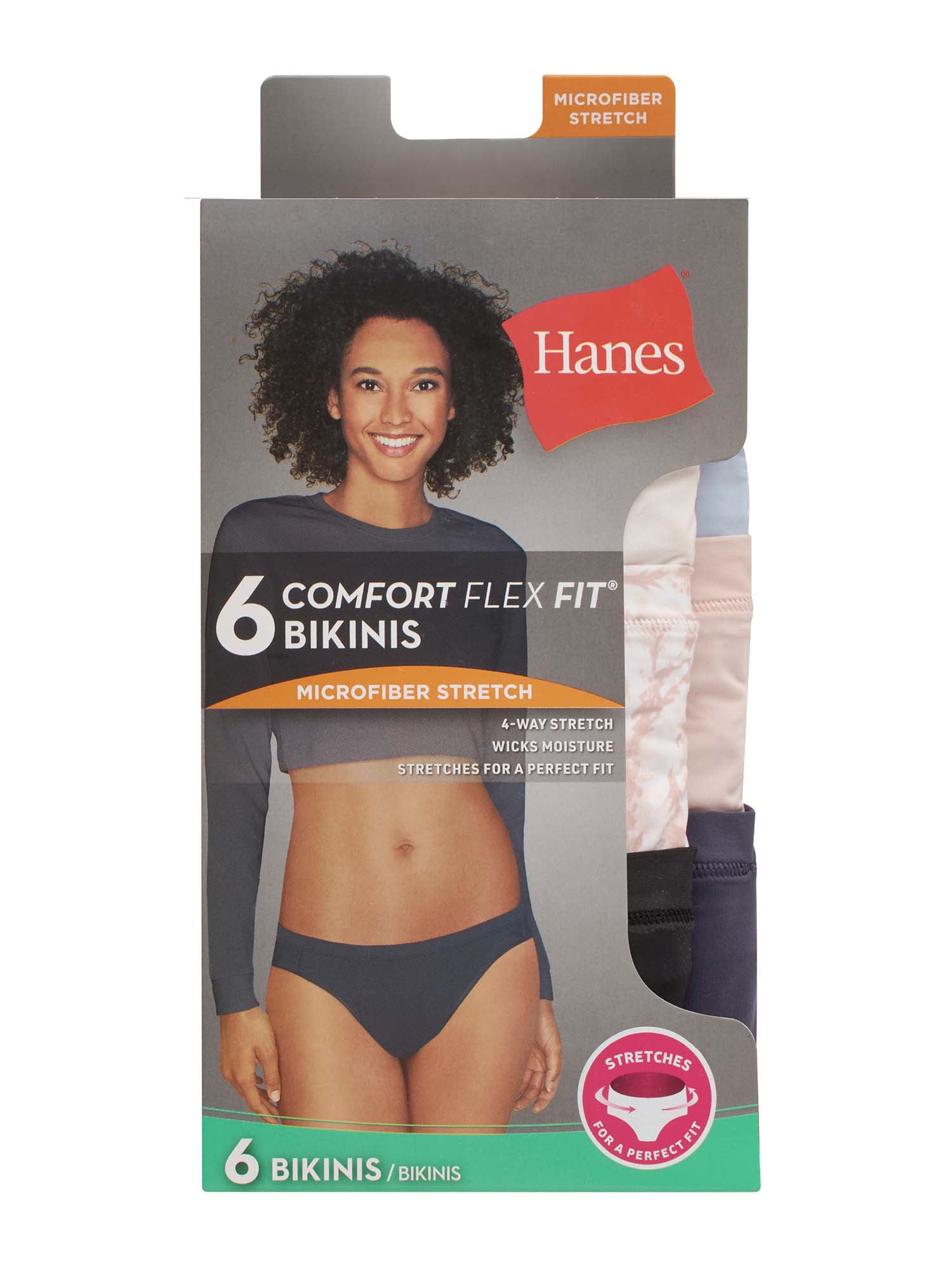 Hanes Women's Bikini Underwear, Comfort Flex Fit Stretch Panties (Assorted Colors, 6-Pack) tr38j