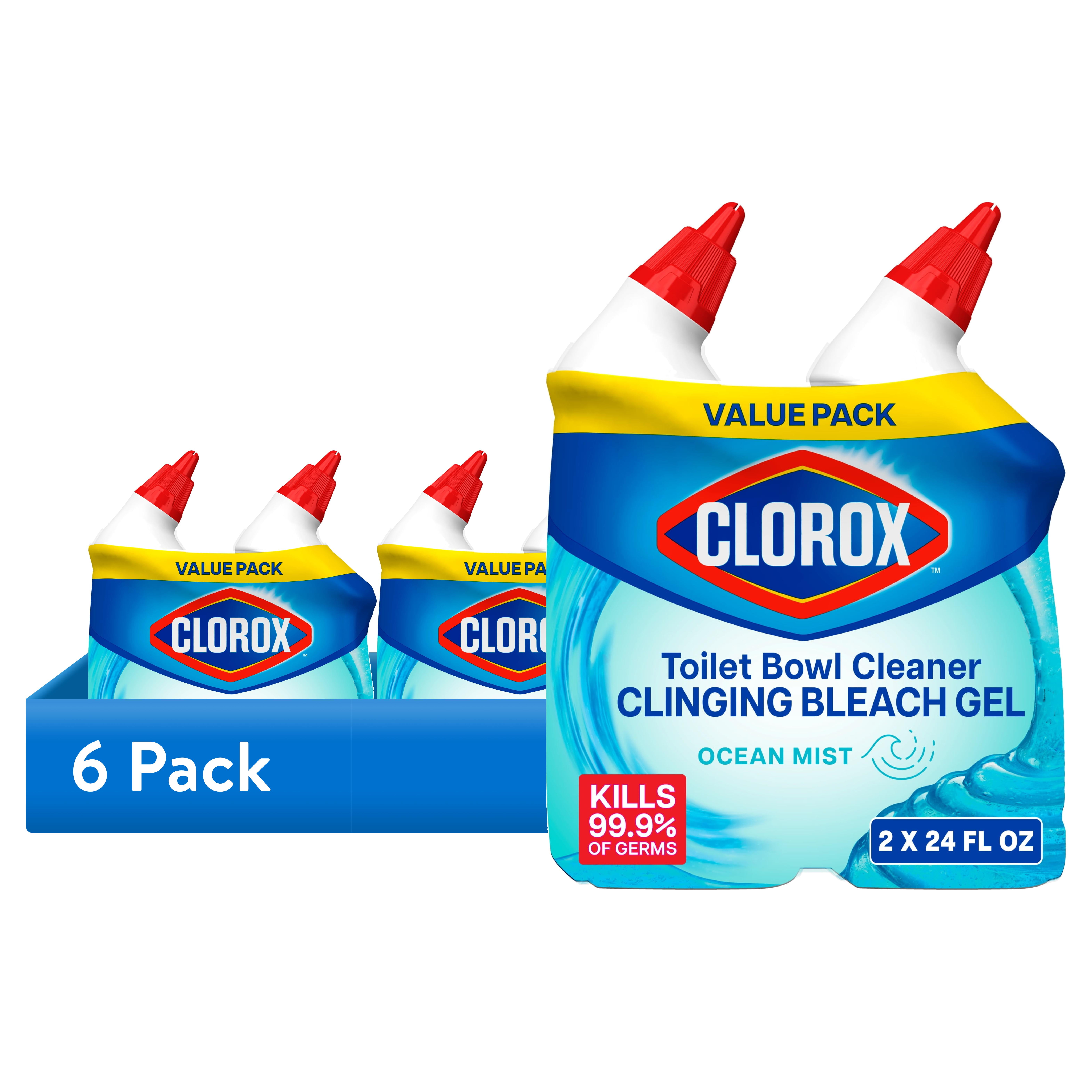 Clorox Toilet Bowl Cleaner Clinging Bleach Gel, Ocean Mist, 24 fl oz (6 Pack) fydlf