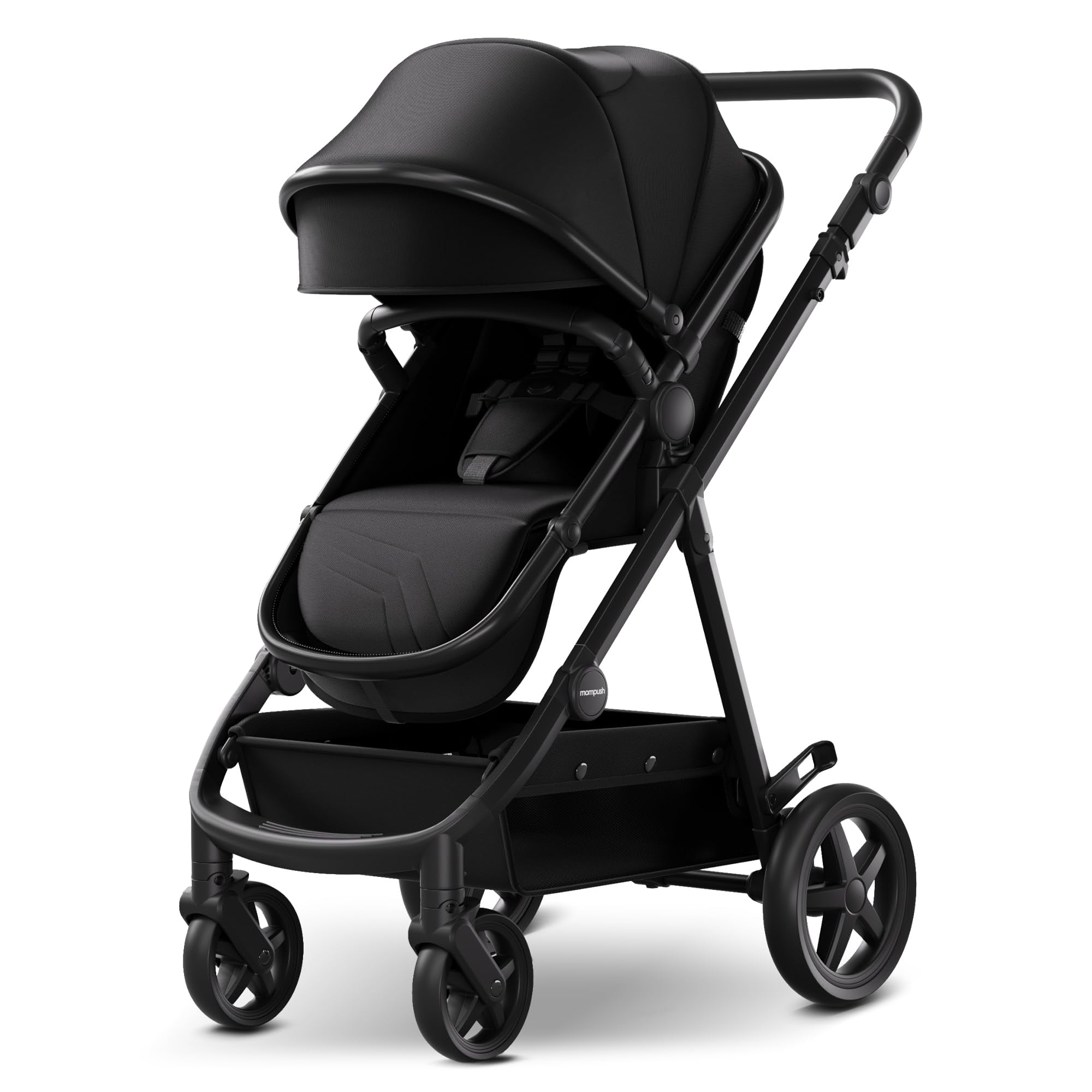 Mompush Meteor2 2-in-1 Baby Stroller with Bassinet Mode (Black, 23.2 lb) aafsz
