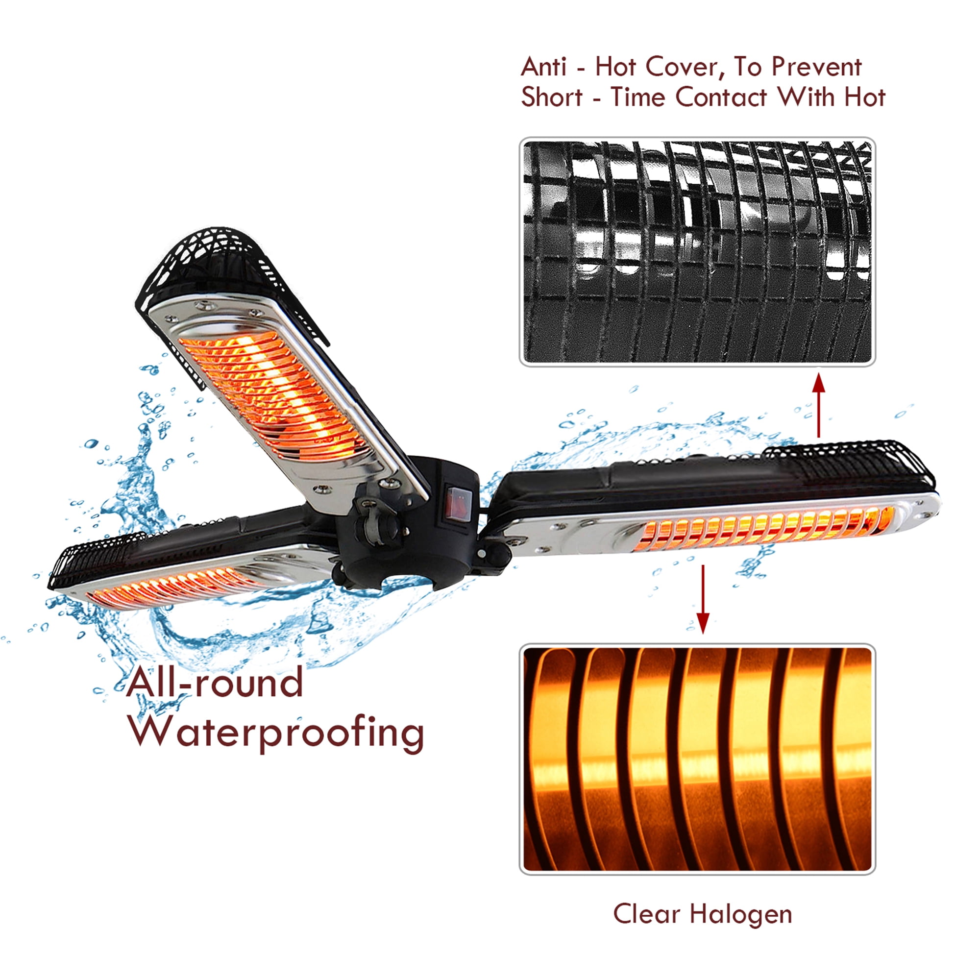 ATR ART TO REAL Foldable Infrared Electric Patio Umbrella Heater (1500W, 3-Panel) dskzm