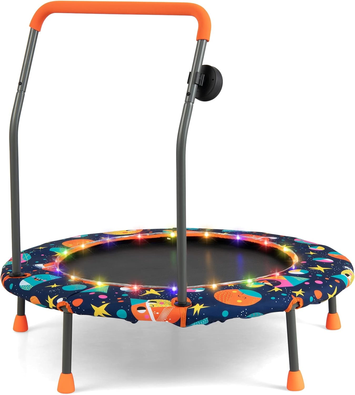 Costway 36 in Mini Toddler Trampoline with LED Lights and Bluetooth Speaker (Blue, 36 in) 8p6xt
