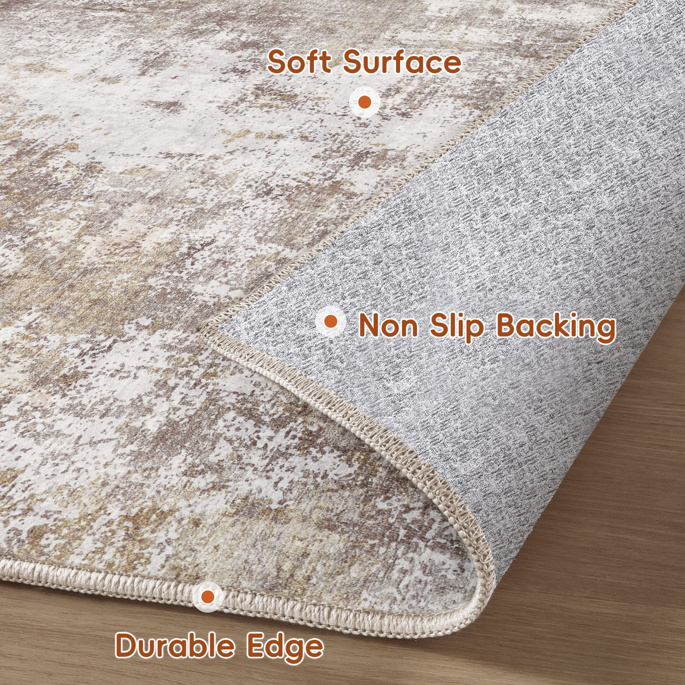 Uermei Modern Abstract Area Rug, Soft Non-Slip Indoor Carpet for Living Room and Bedroom (Golden Brown, 9 ft x 12 ft) vtr1x