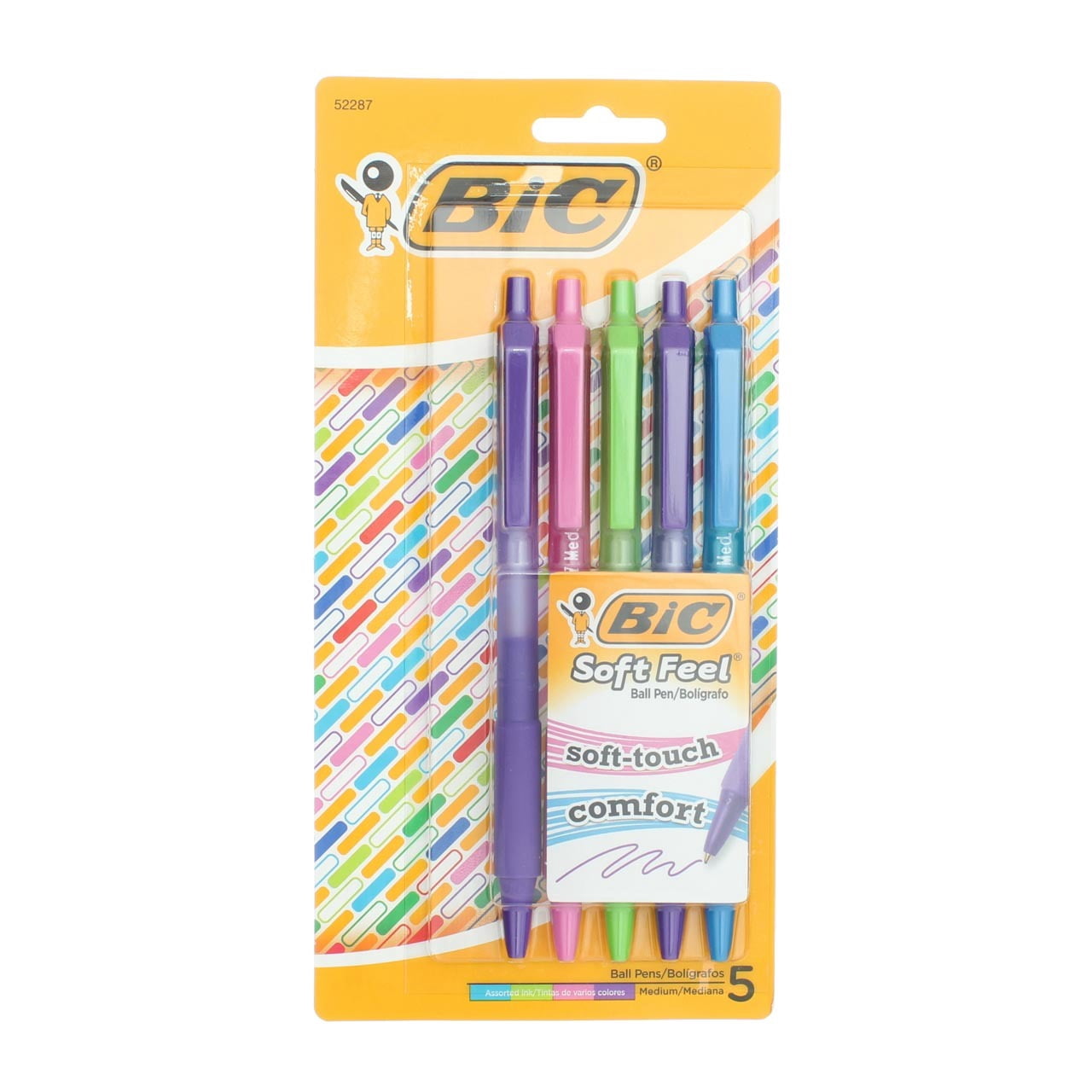 BIC Soft Feel Retractable Ballpoint Pen (Assorted Colors, 5 Pack) wn47o