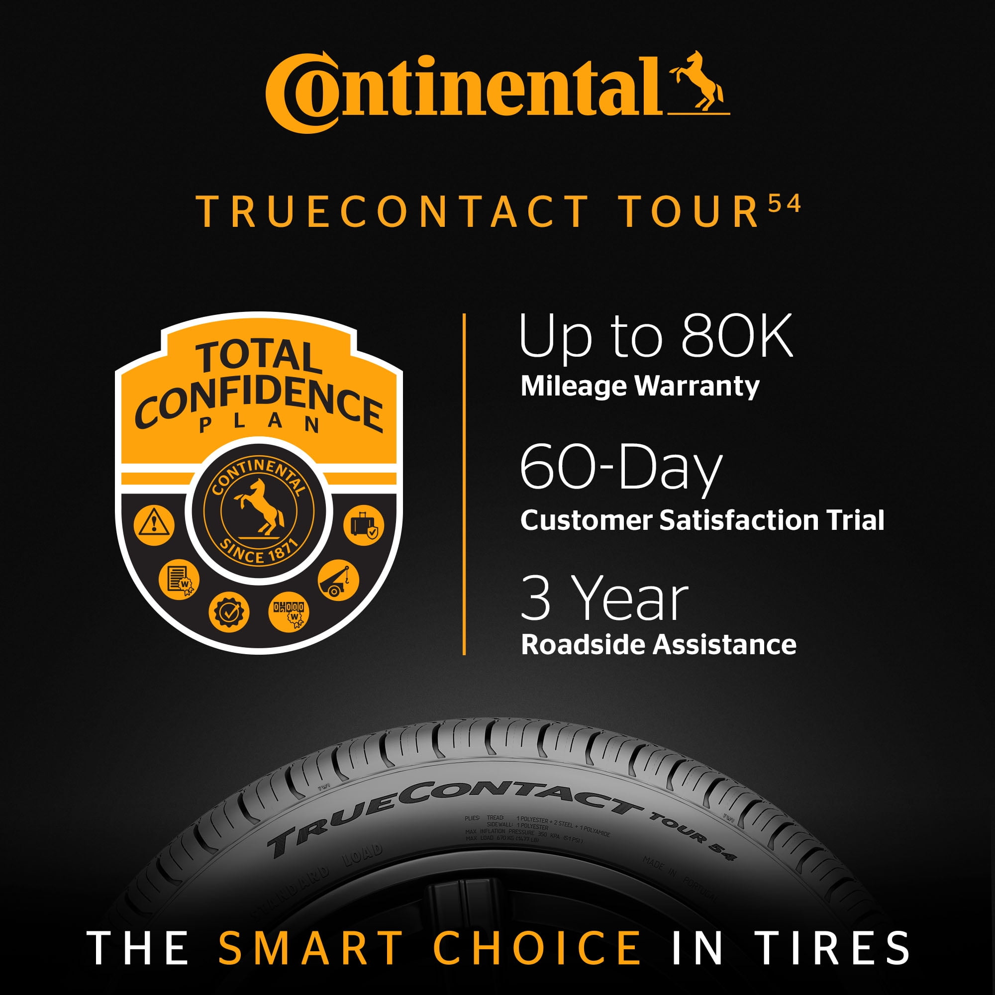 Continental TrueContact Tour 54 All Season Passenger Tire (Black Sidewall, 215/60R16) nubcz