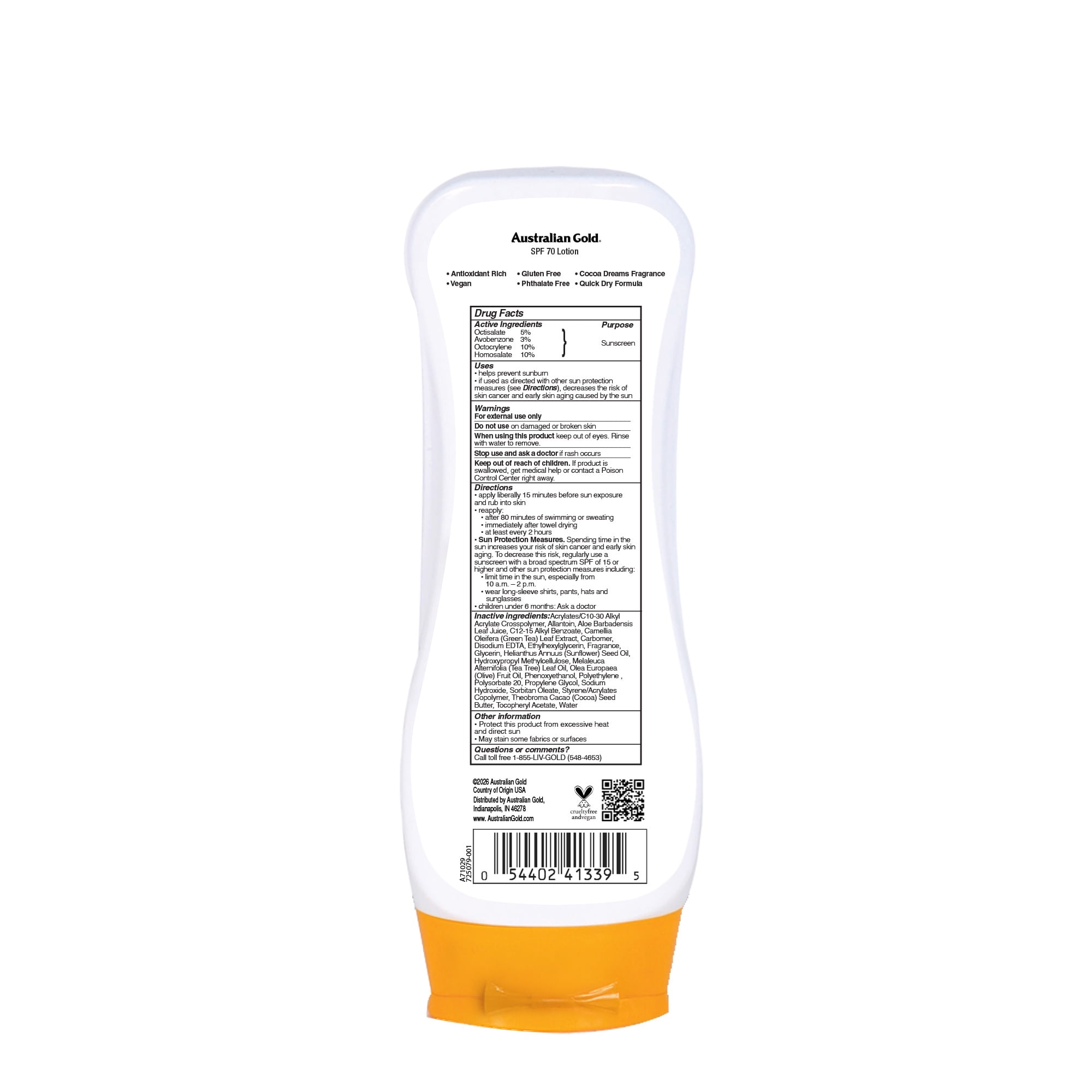 Australian Gold General Protection Ultimate Hydration Lotion Sunscreen, Broad Spectrum SPF 70, Cocoa Dreams Scent (8 fl oz) a285e - Image 4