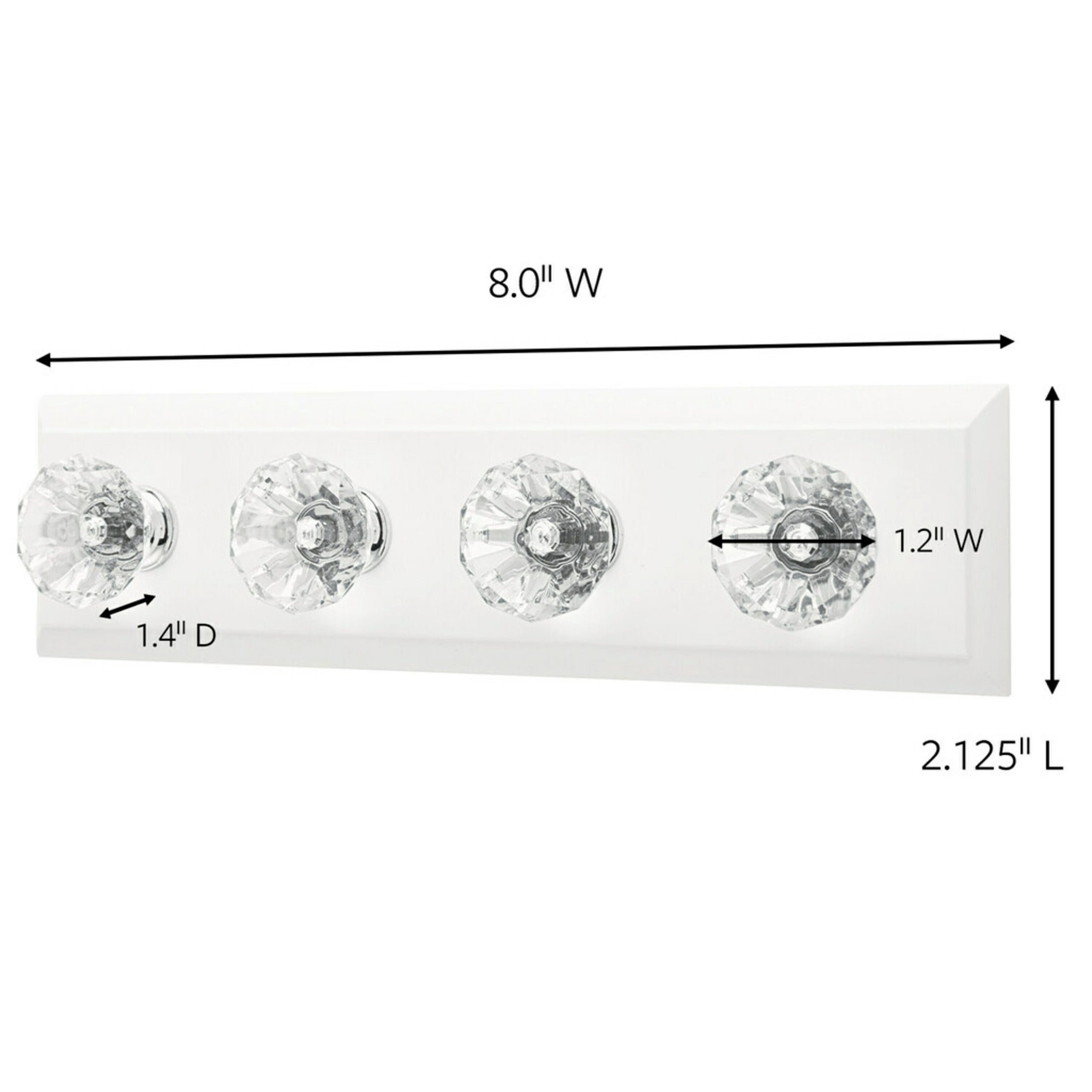 Command Crystal Knob Wall Rack (White, 1 Rack with 4 Adhesive Strips) nds9d