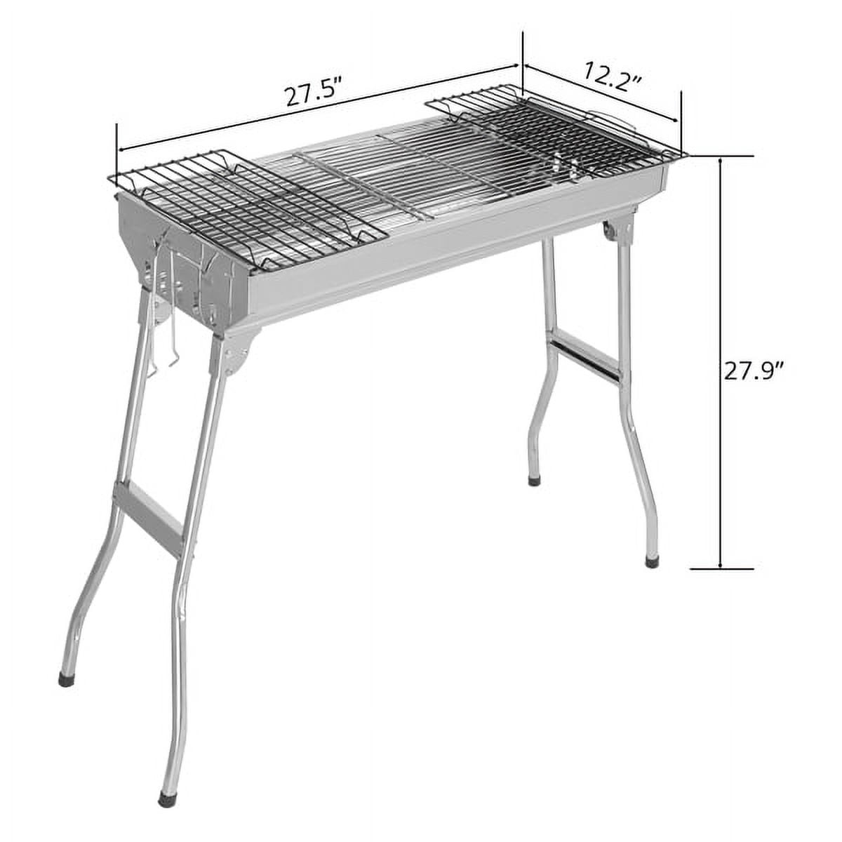 AsterOutdoor Portable Stainless Steel Grill, Lightweight Outdoor Camping BBQ Stove with Anti-Scald Handle (Silver, 15.7 in x 11.8 in) 9ky87