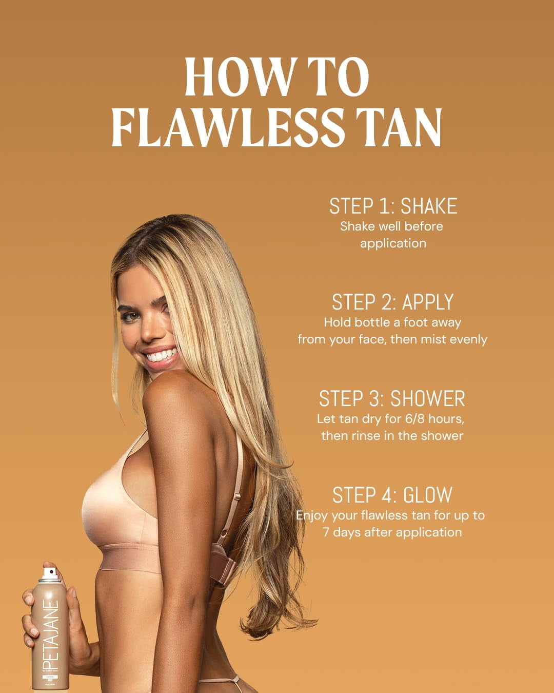 Peta Jane Sunless Tanning Mist, Lightweight Streak-Free Self Tanner for Natural Glow (7 oz) uexi2