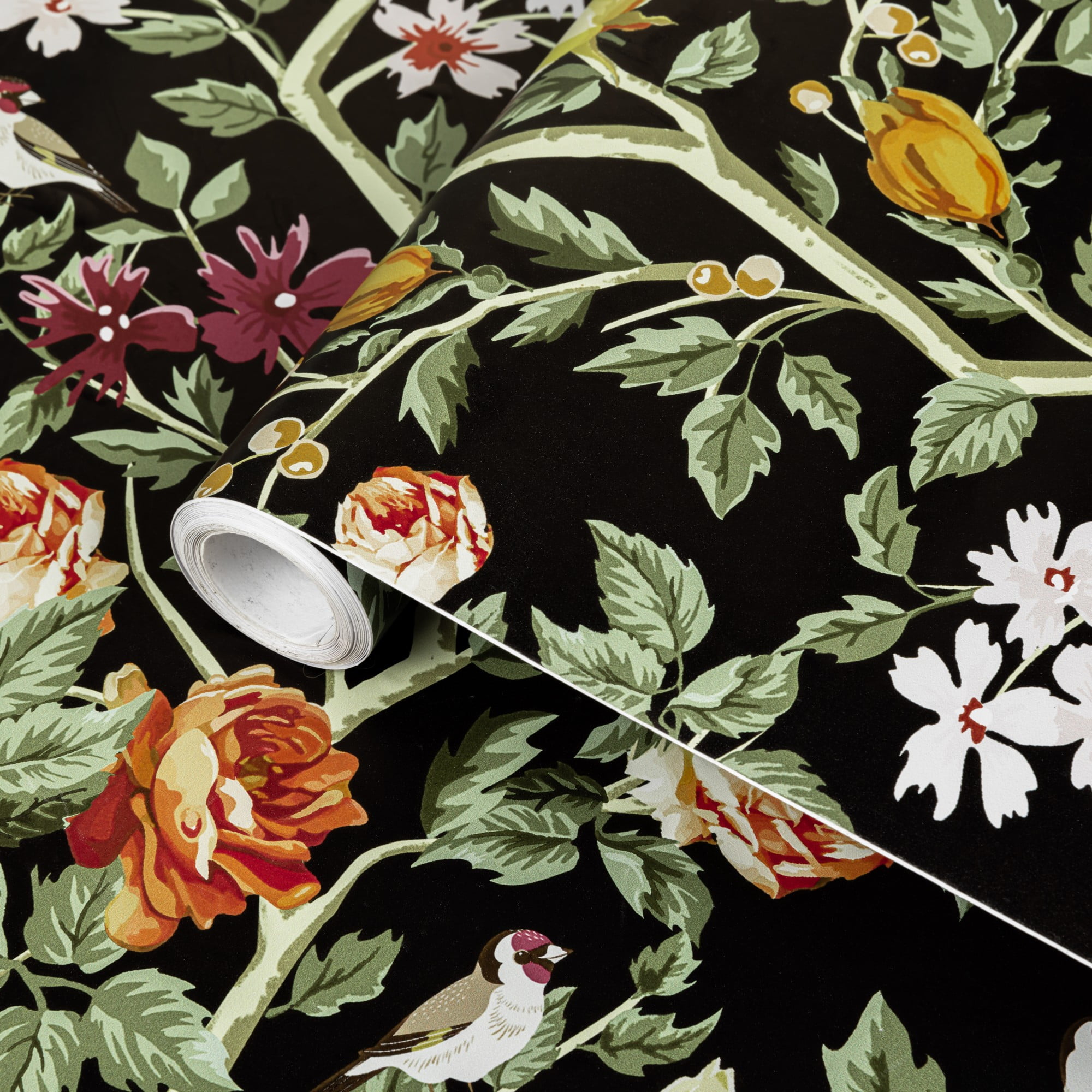 UMIGGEE Floral Peel and Stick Wallpaper, Self-Adhesive Removable Contact Paper for Home Decor (Black, 17.7 in x 118 in) 4ukbq