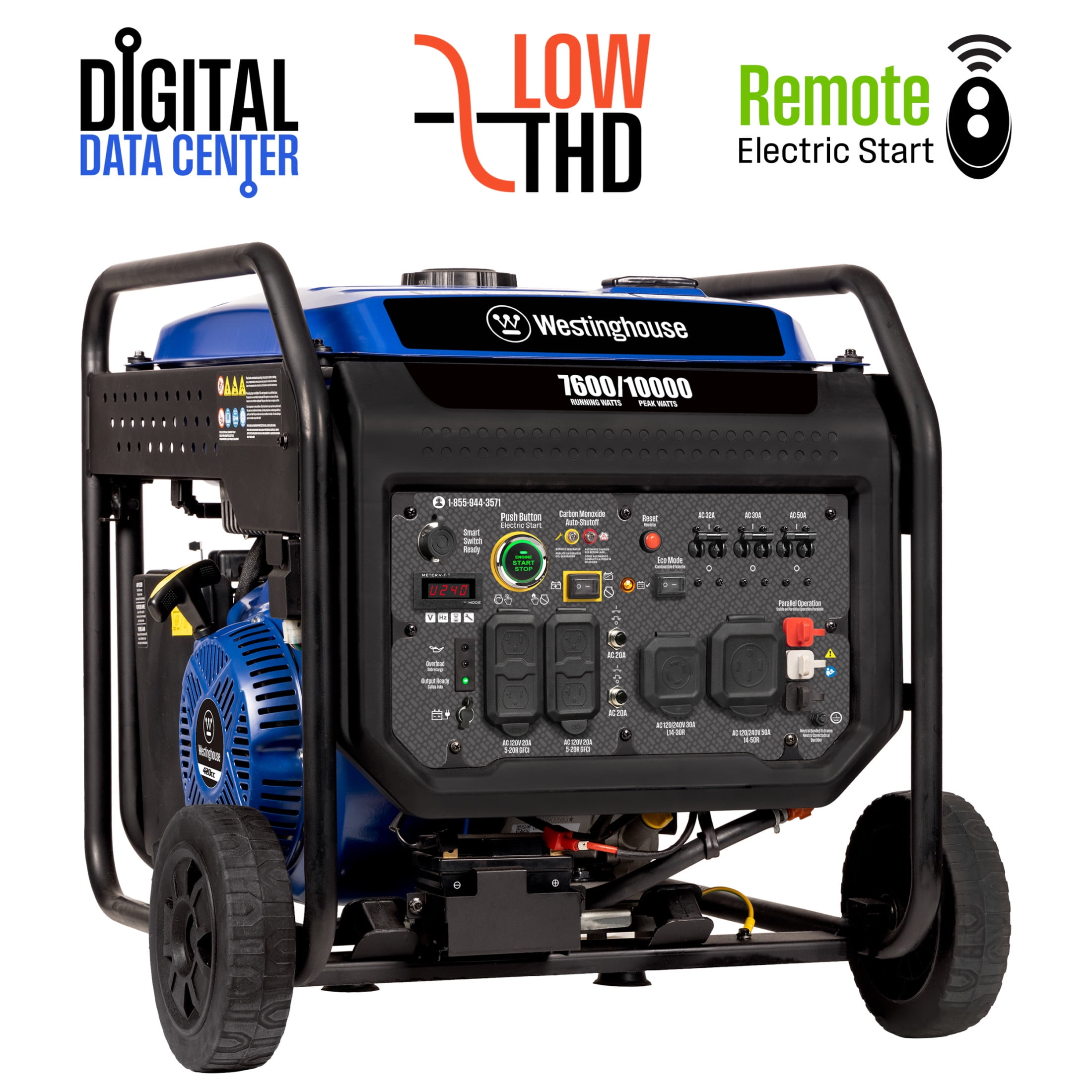 Westinghouse 10,000 Peak Watt Portable Inverter Generator (Gas Powered, Remote Start, 147.7 lb) y74wd
