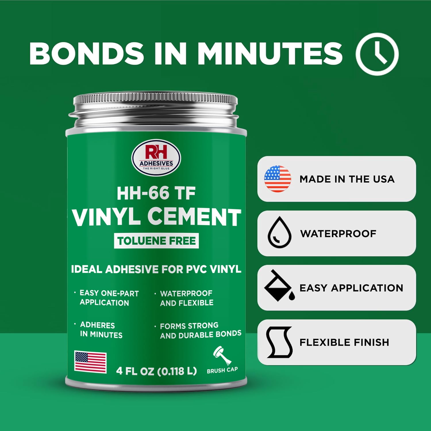 RH Adhesives HH-66 Toluene Free Vinyl Cement (Clear, 4 oz) zng1b