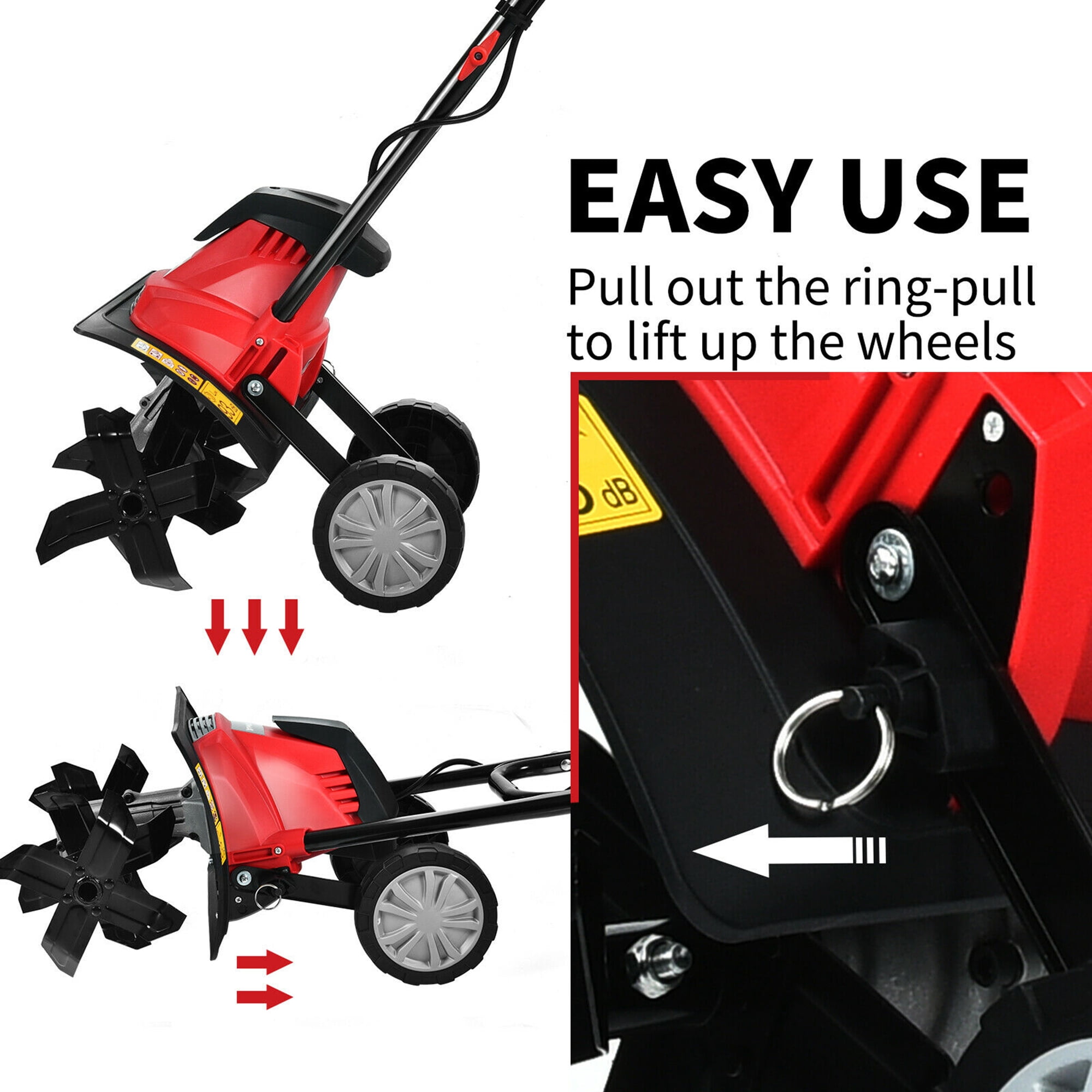 Gymax 10 Amp Corded Electric Tiller and Cultivator (Red, 14 in Width, 9 in Depth) 1dscy