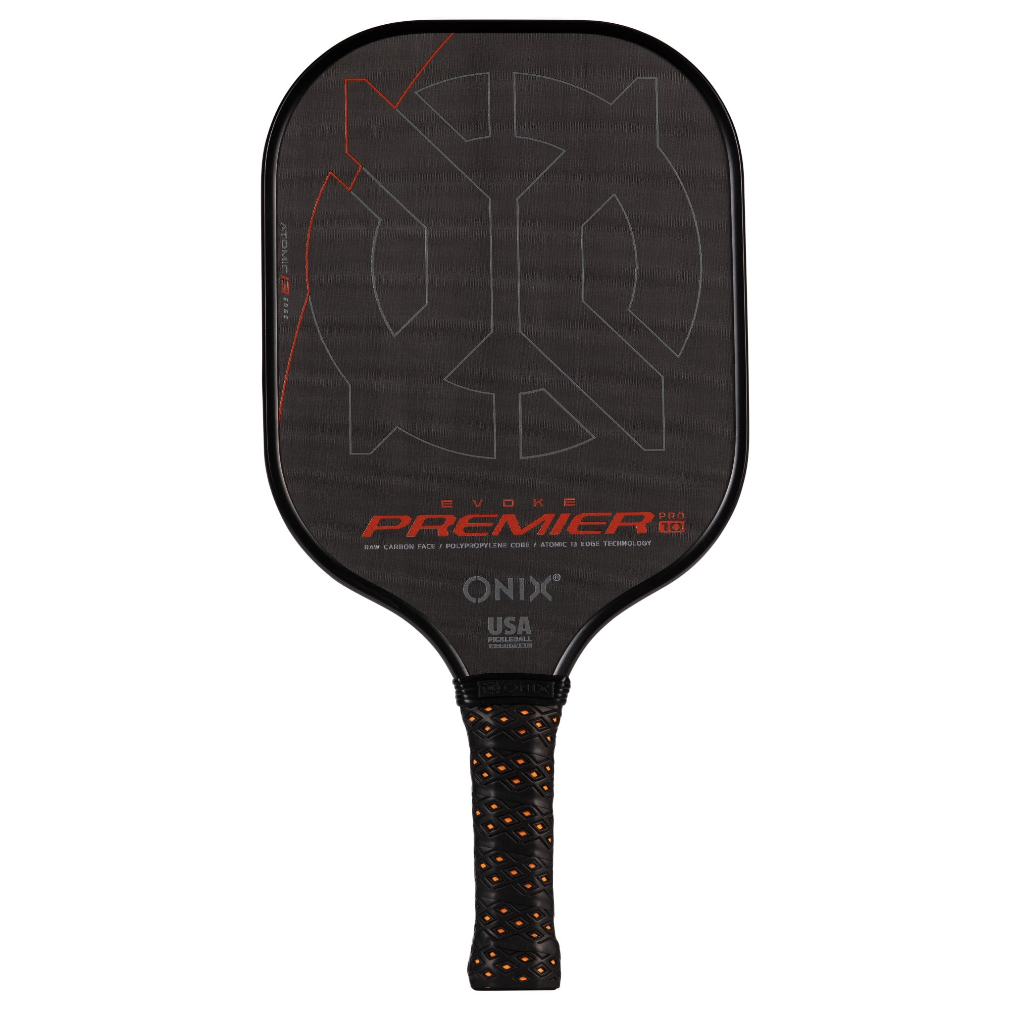 Onix Evoke Premier Pro Raw Carbon Pickleball Paddle (Orange, 10mm) a0qmz