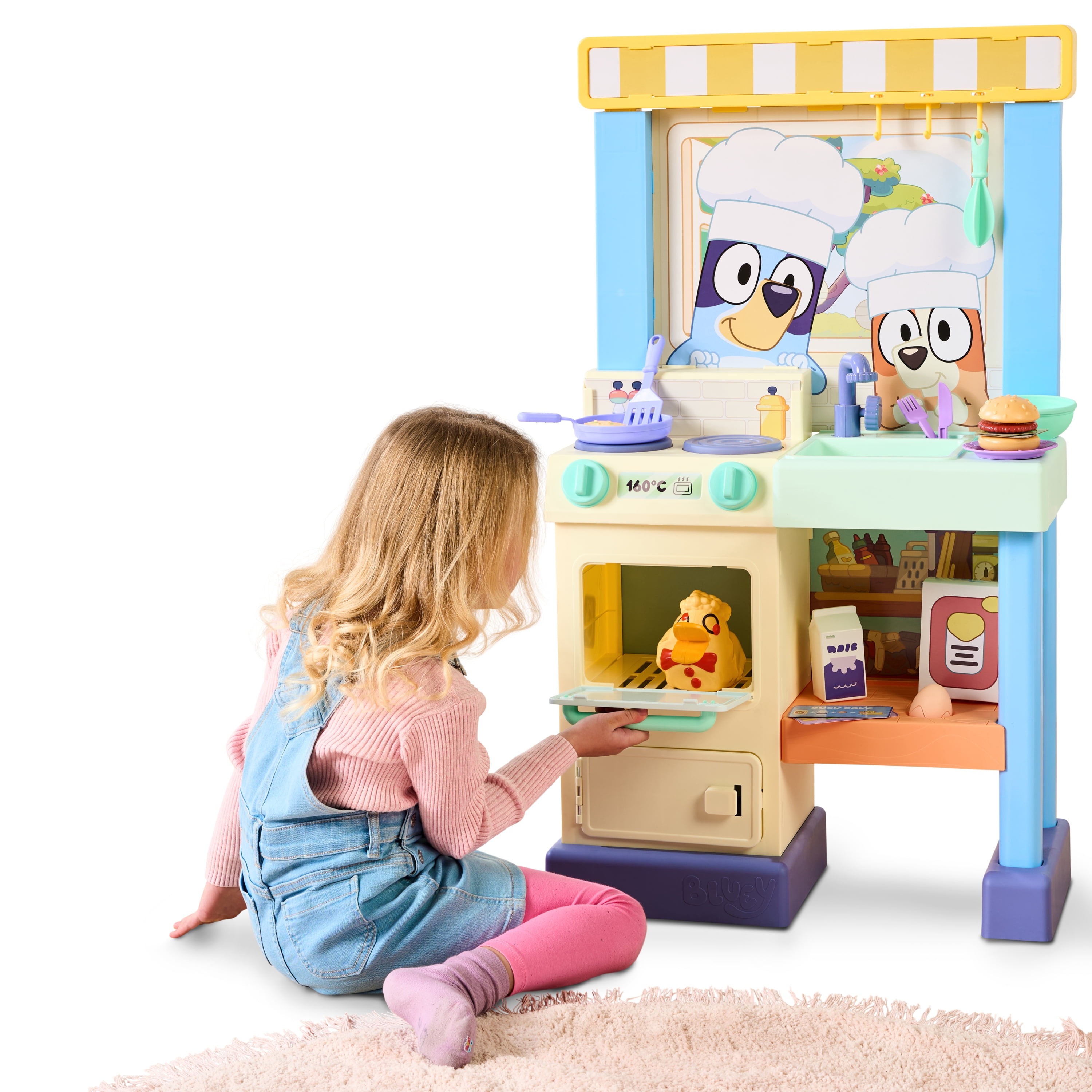 Bluey Cook & Clean Kitchen Playset with Interactive Lights and Sounds (Blue, 3 ft) ggnqk