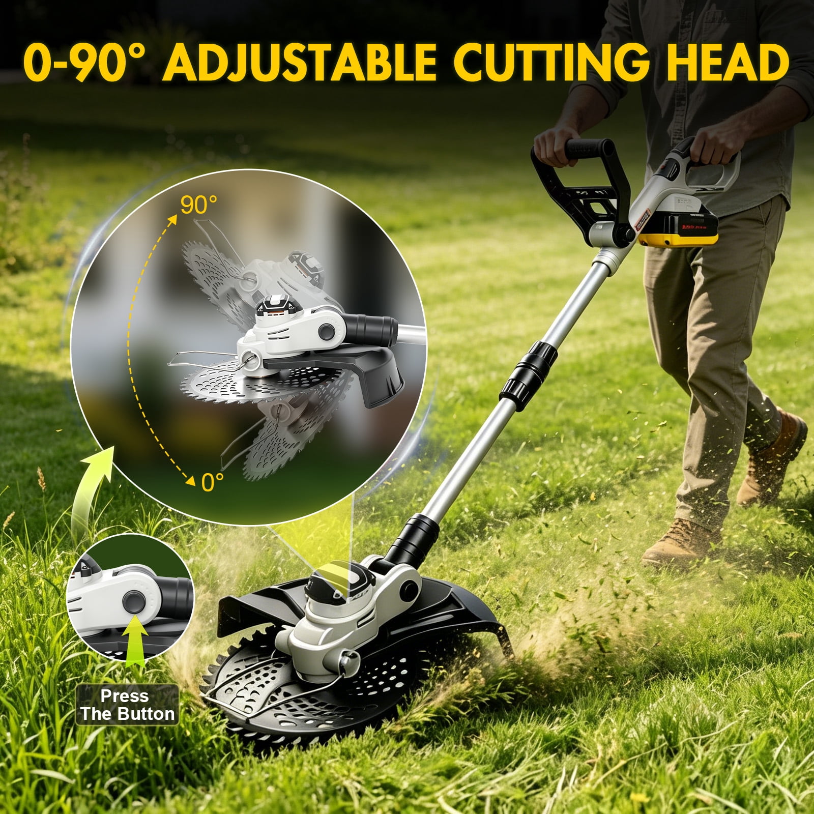 CATGOOD 13 in Cordless String Trimmer, 1300W Electric Weed Eater with 8Ah 24V Battery, 4-in-1 Brushless Lawn Edger (White, 13 in) e1evw