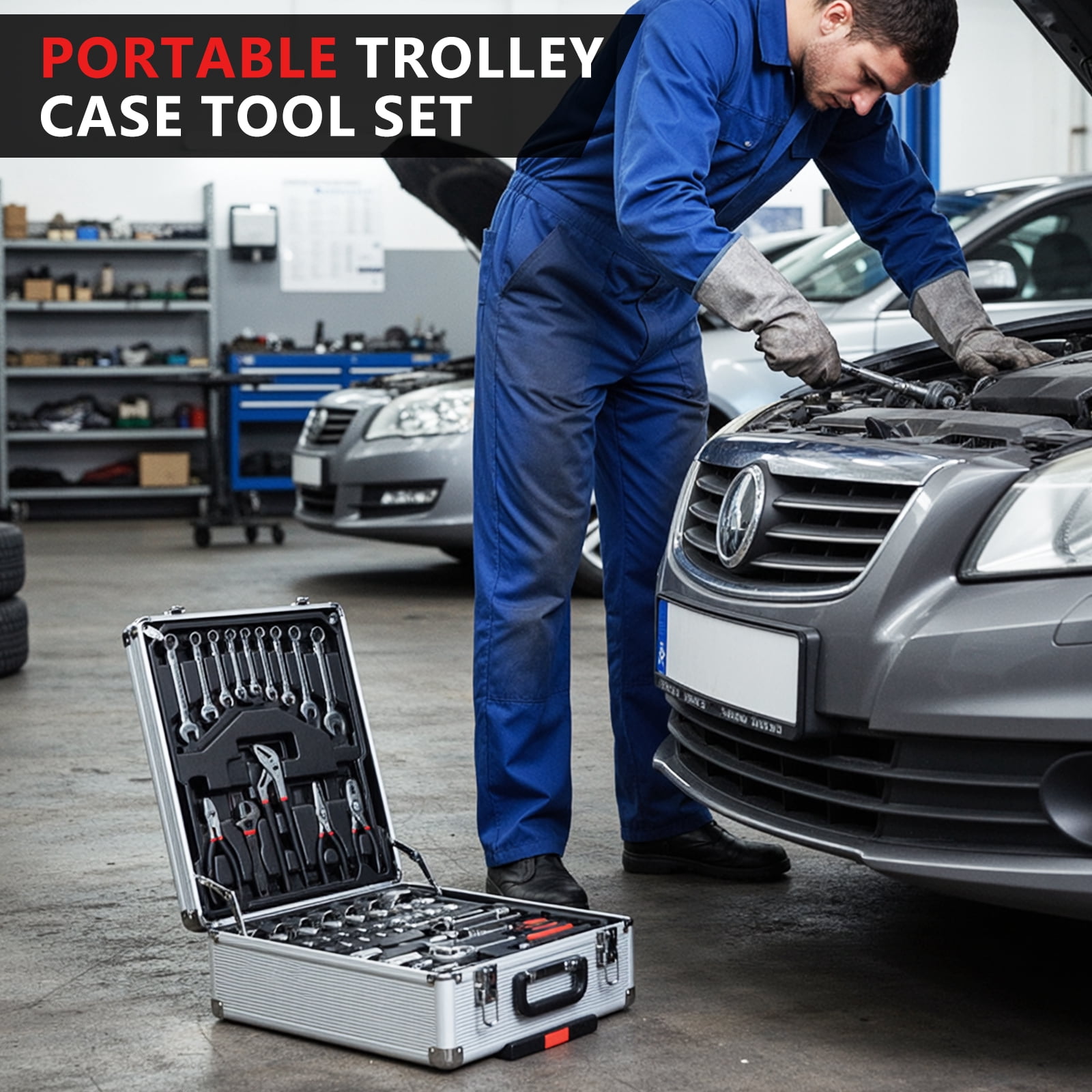 TLGREEN 799-Piece Mechanic Tool Set with Rolling Trolley Case (Professional Household & Automotive Repair Kit, 19.7 in x 14.6 in x 7.1 in) 9j3o9