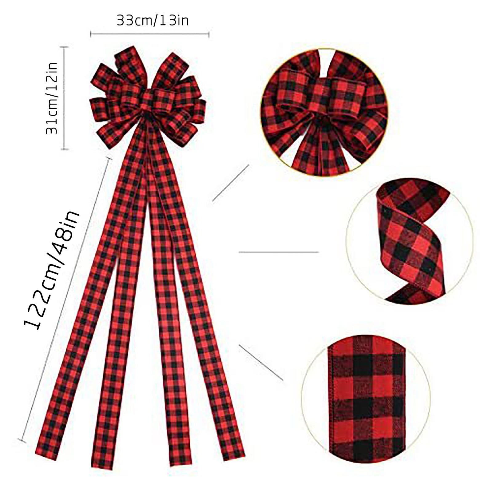 Tarmeek Large Red Bow Christmas Tree Topper and Gift Decoration (Red, 12 in) ptecw
