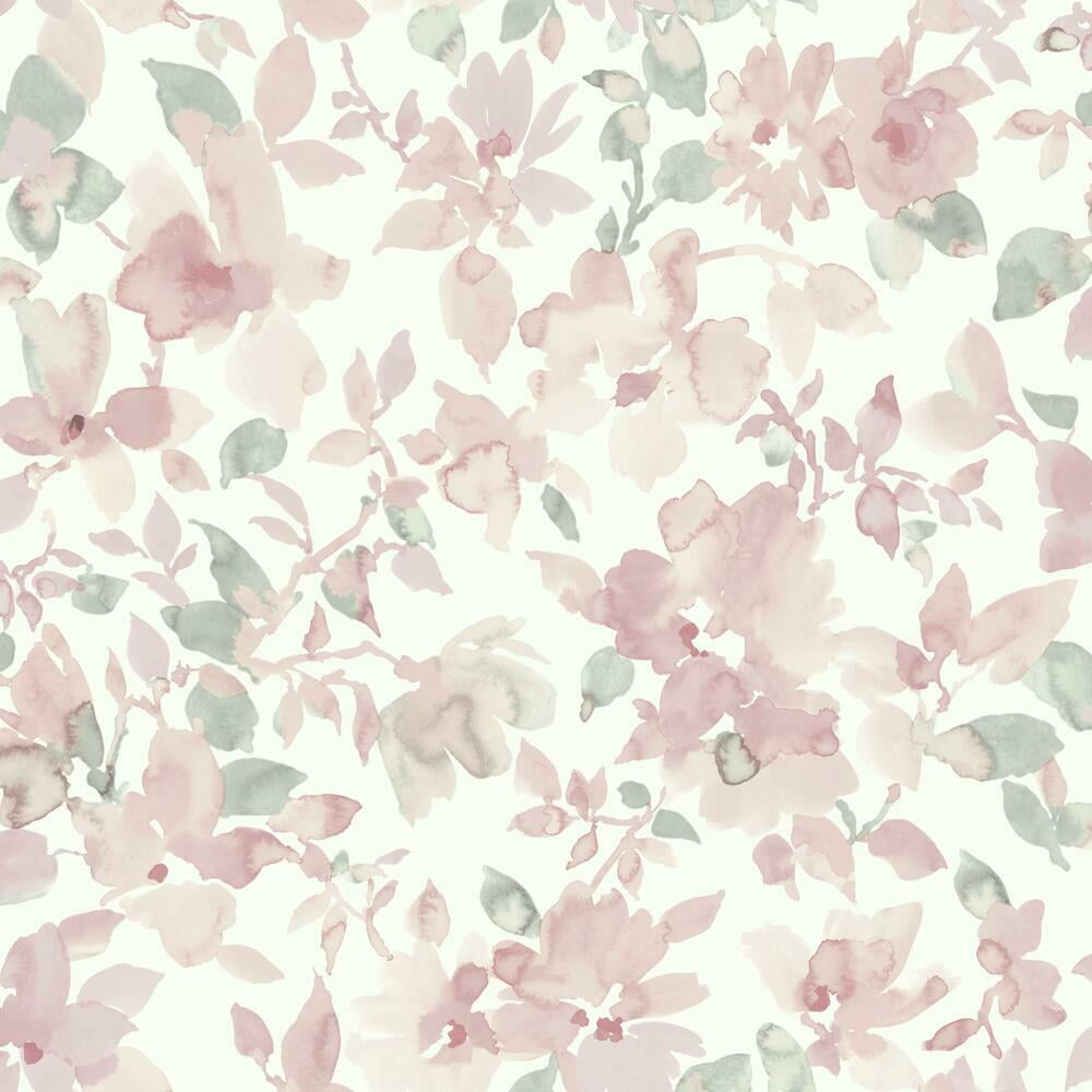 RoomMates Floral Peel and Stick Wallpaper, Removable Self-Adhesive Wall Decor (Light Pink, 28.18 sq ft) 01qoa