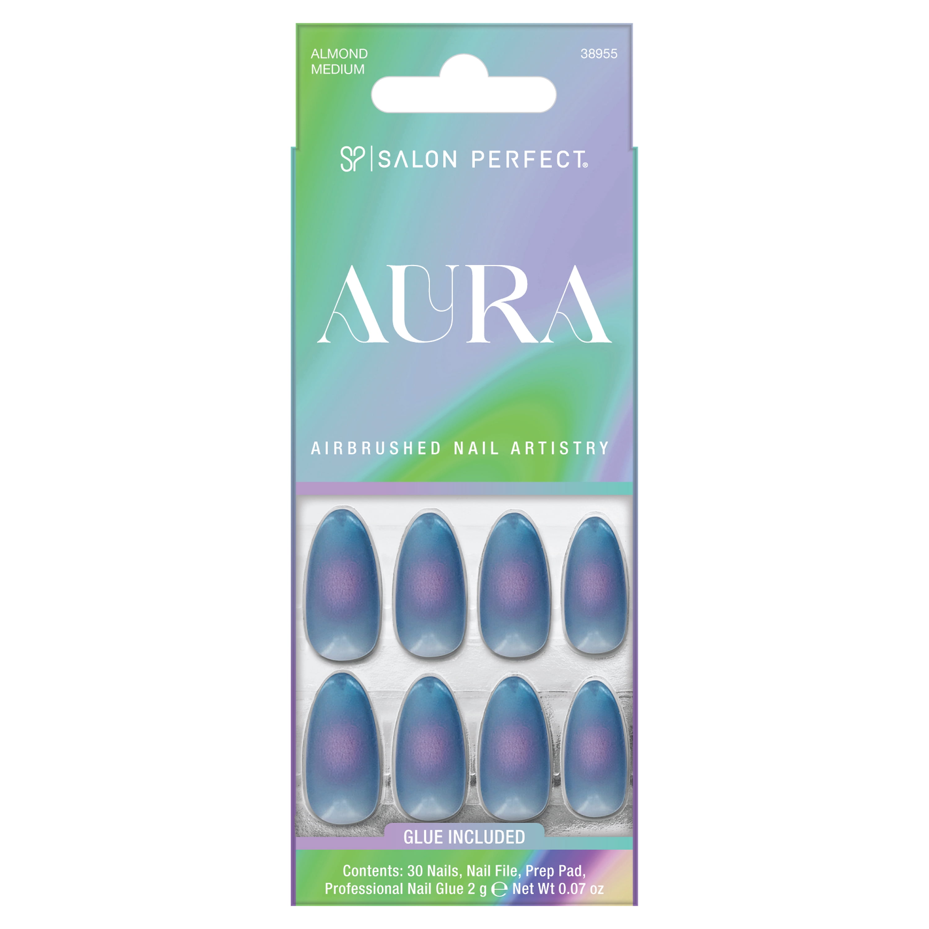 Salon Perfect Artificial Press-on Nails, Aura Jelly Blue Purple (30 Count) nige0