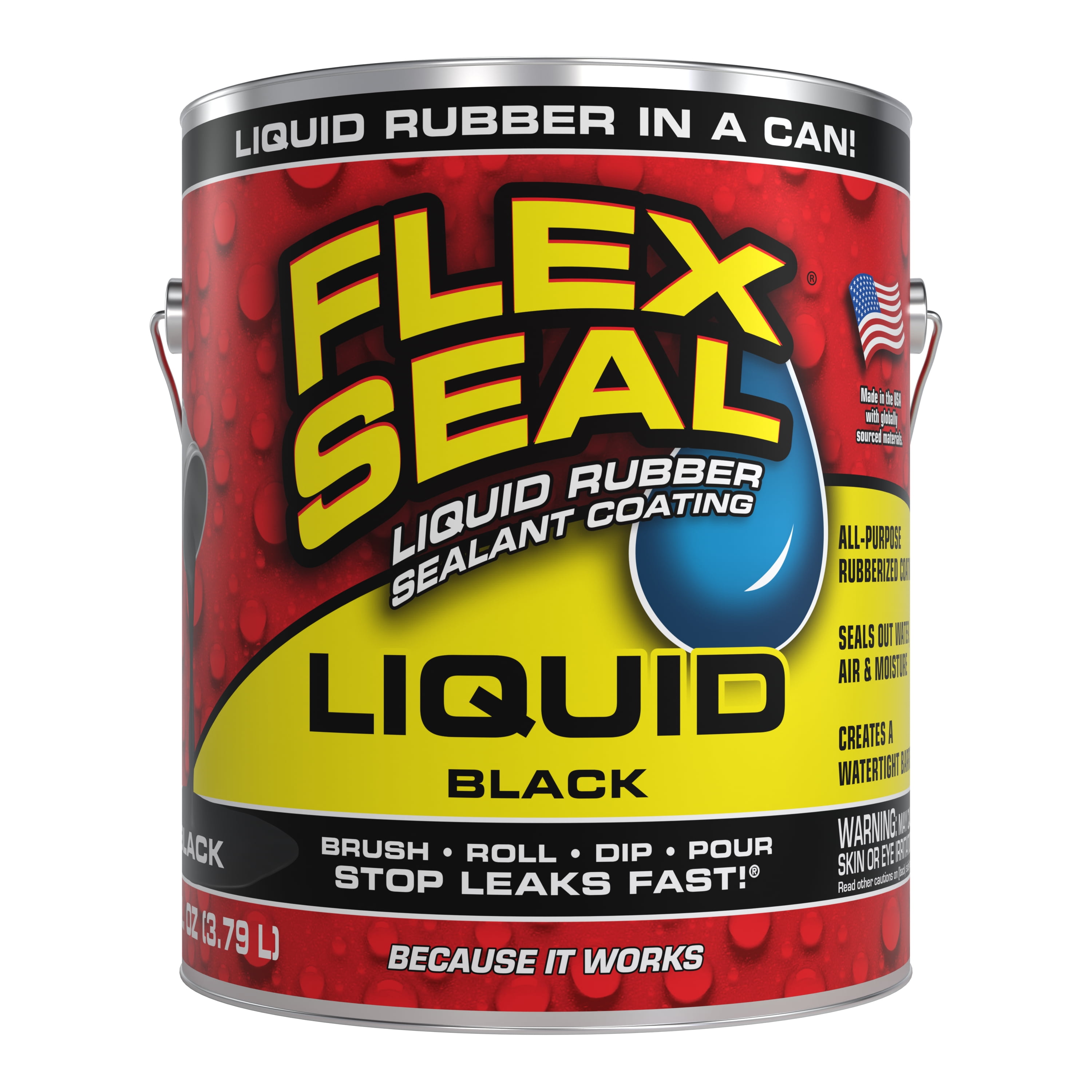 Flex Seal Liquid Rubber Sealant, Watertight Protective Coating (Black, 1 Gallon) wce32