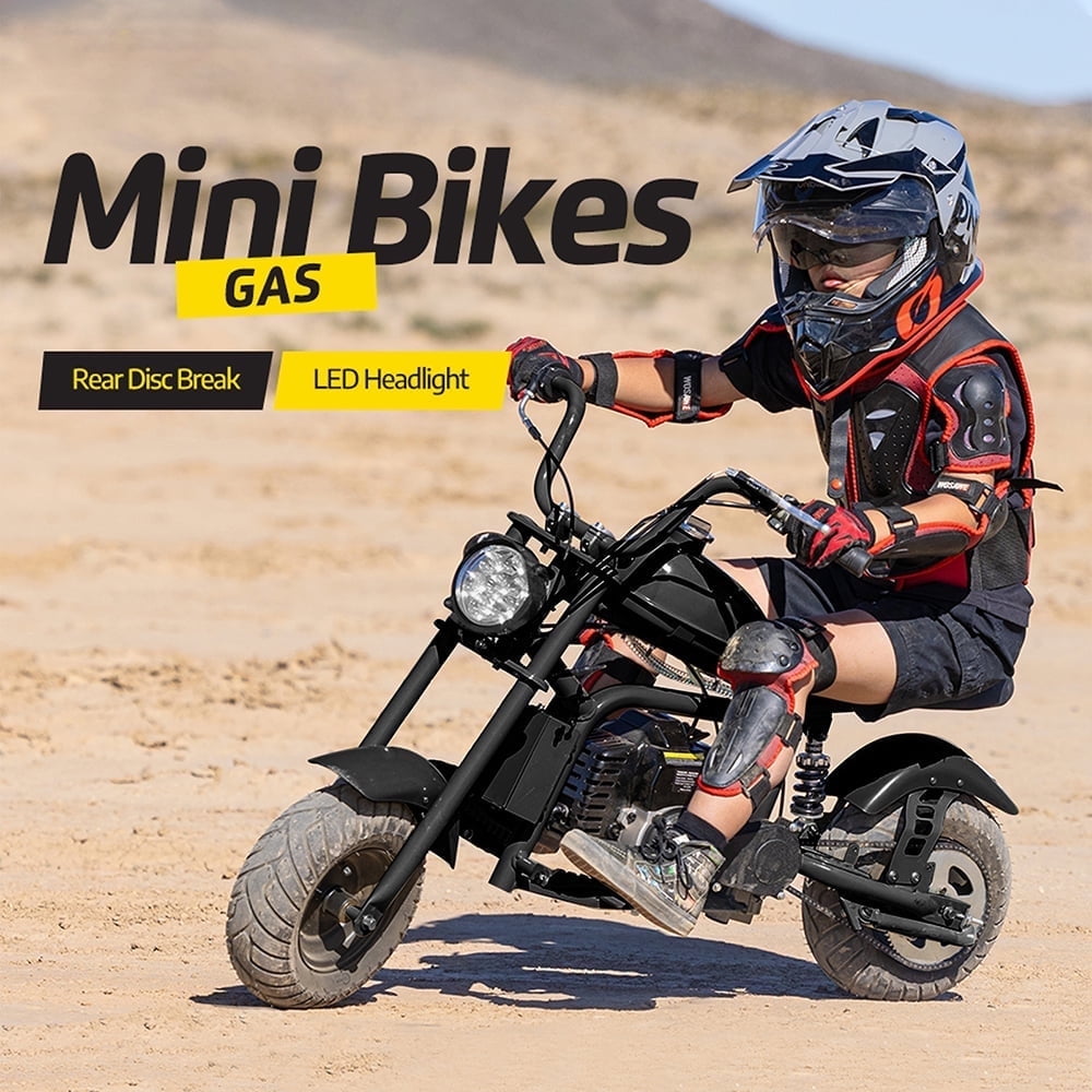 QEASET 49cc 2-Stroke Gas Powered Mini Dirt Bike, Off-Road Trail Bike with Headlight (Black, 49.21 in x 26.18 in x 29.53 in) x6w9p