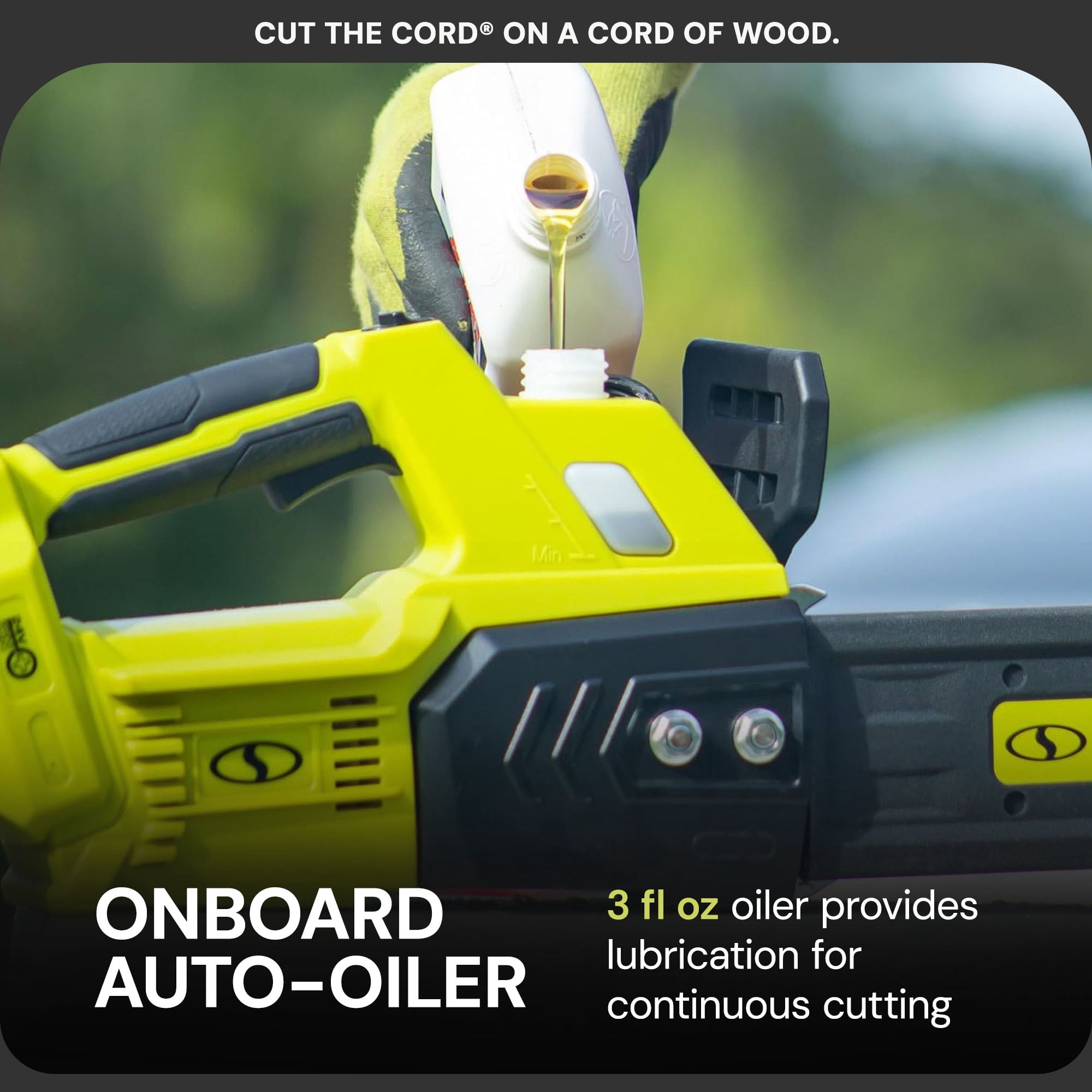 Sun Joe 10 in Cordless Chainsaw, 24V Wood Cutting Tool Kit with Battery and Charger (Green, 10 in) ync1r