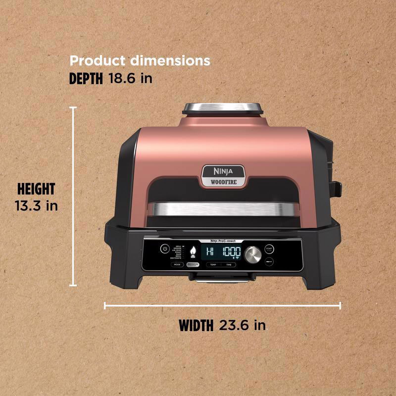 Ninja Woodfire Outdoor Electric Grill and Smoker (Rust, 18 in) 9vxft