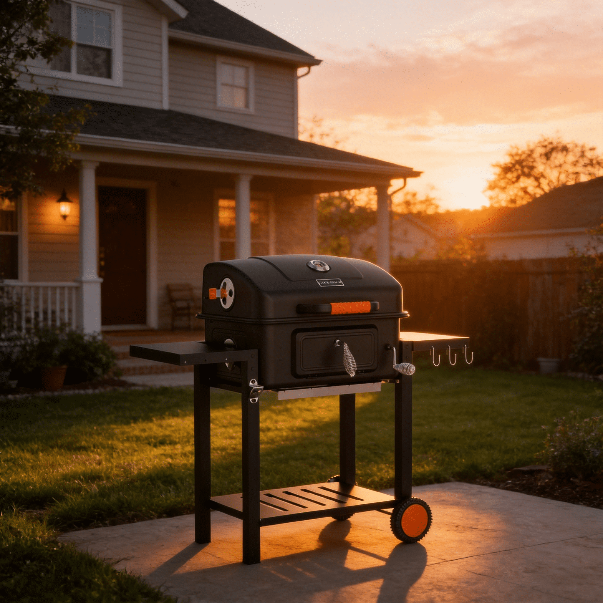 KEYO GRILL Large Charcoal Grill with Foldable Side Tables and Height-Adjustable Ash Pan (Black, 44.5 in x 36 in x 22 in) 4njvm