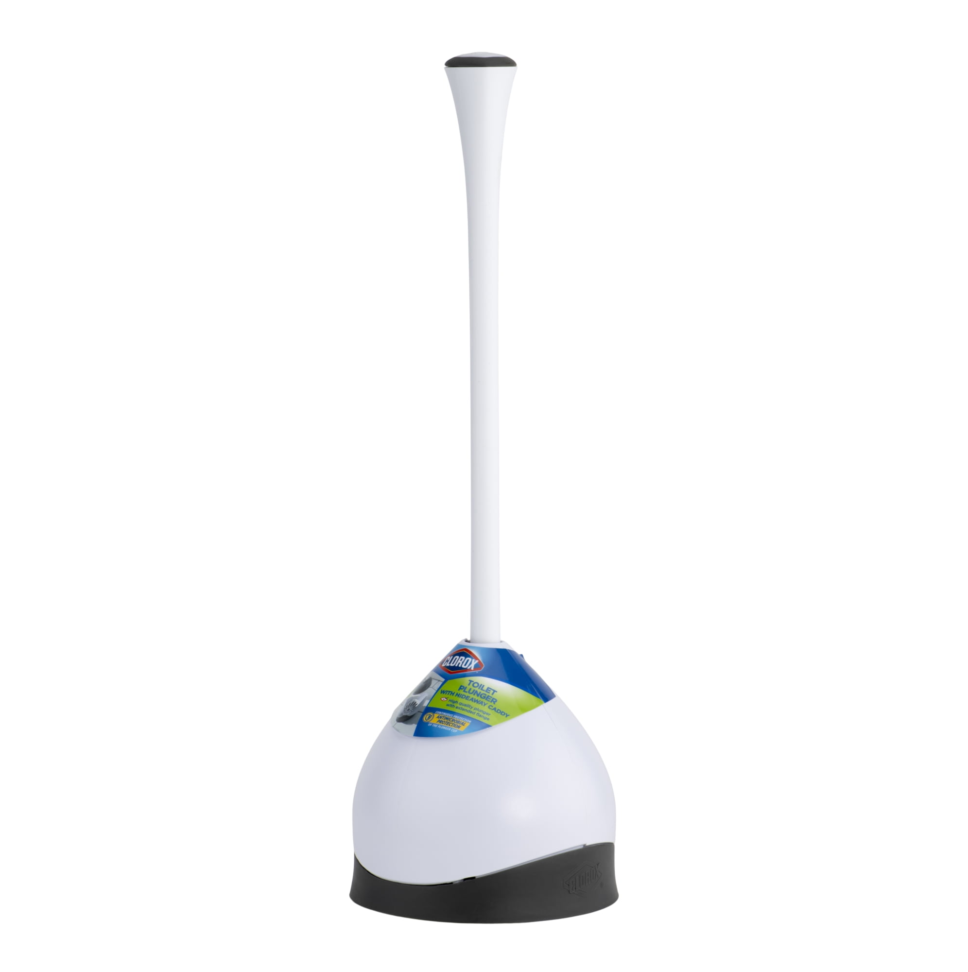 Clorox Hideaway Toilet Plunger with Caddy (White, 19.5 in) 2dmgj