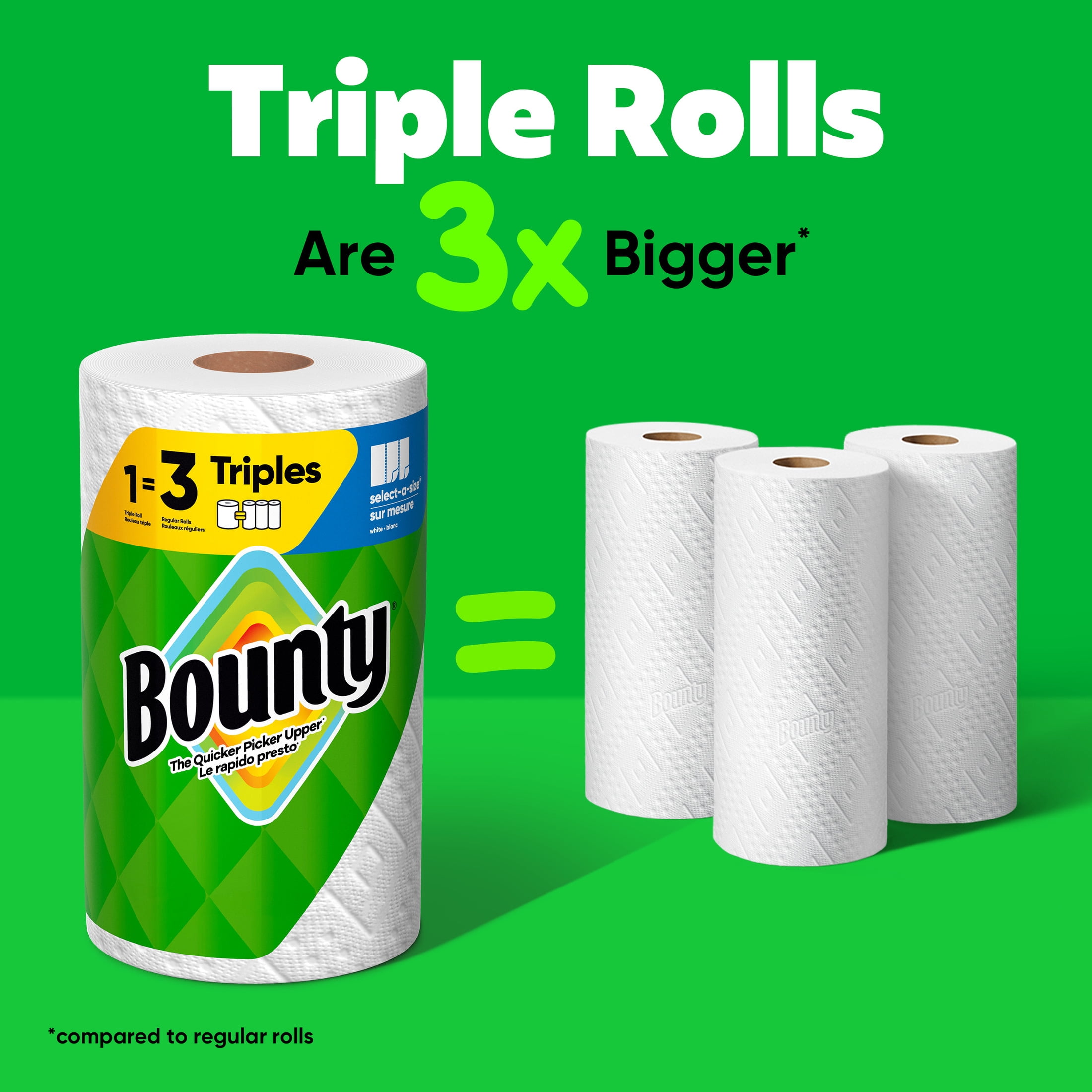 Bounty Paper Towels Full Sheet, Absorbent Kitchen Cleaning Paper, White (6 Triple Rolls, 450 Total Sheets) 7ypig