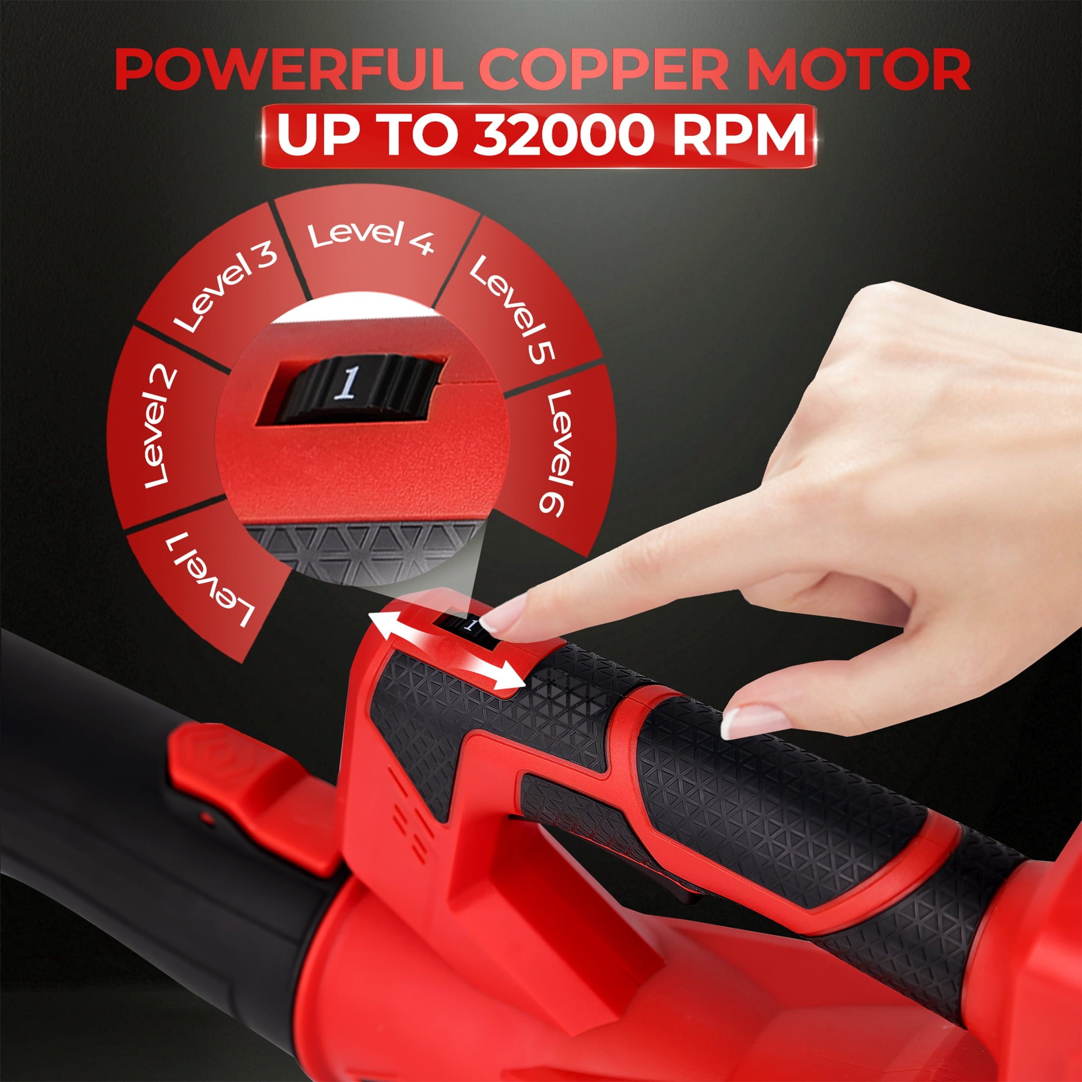 HOTREE Cordless Electric Leaf Blower, 480CFM 160MPH, 6 Speed Settings with 2 Batteries (Black, 2-Battery Kit) gnrsl