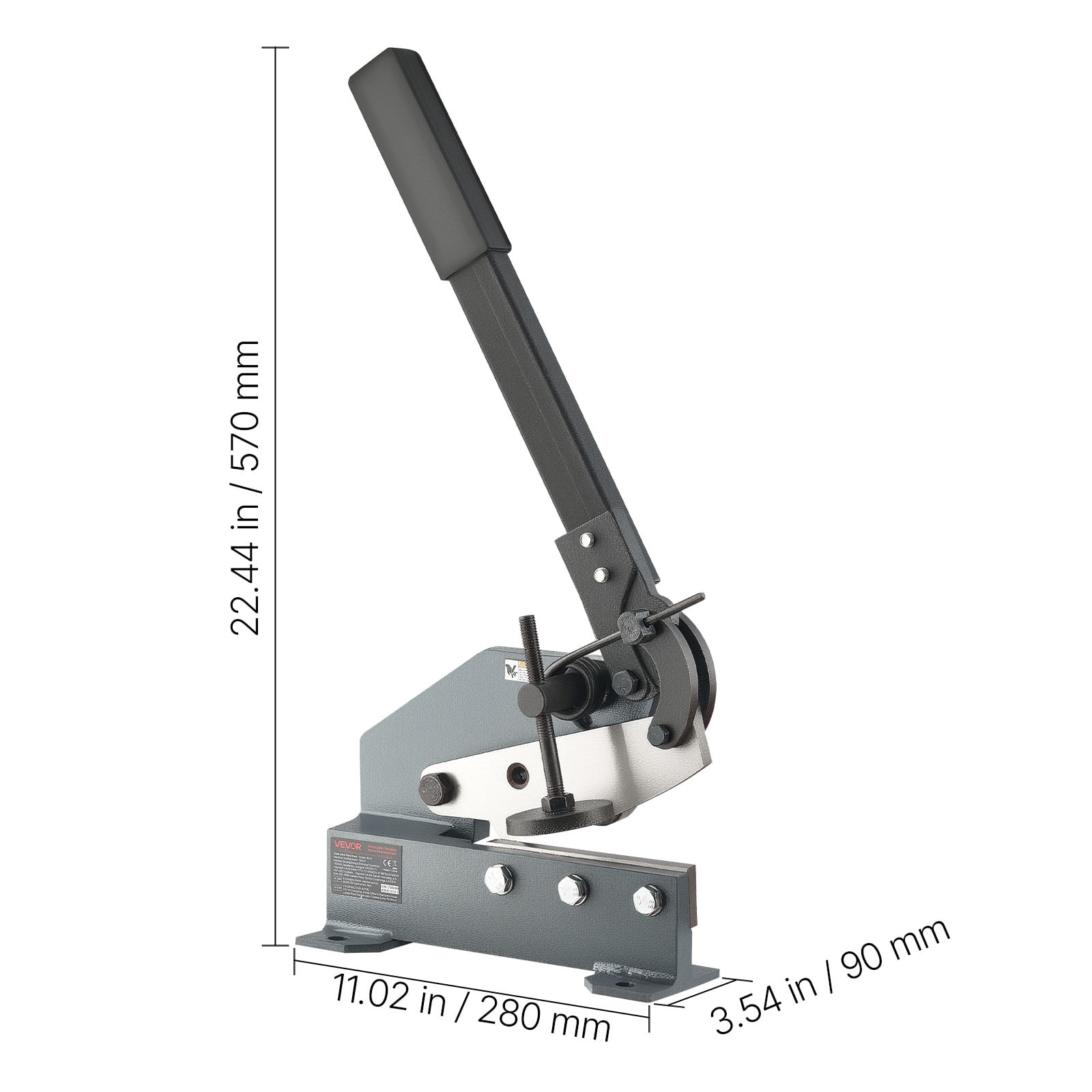 VEVOR Sheet Metal Shear, Heavy Duty Manual Plate Cutter with Extended Handle for Steel, Copper, and Aluminum (Grey, 6 in) dynvg