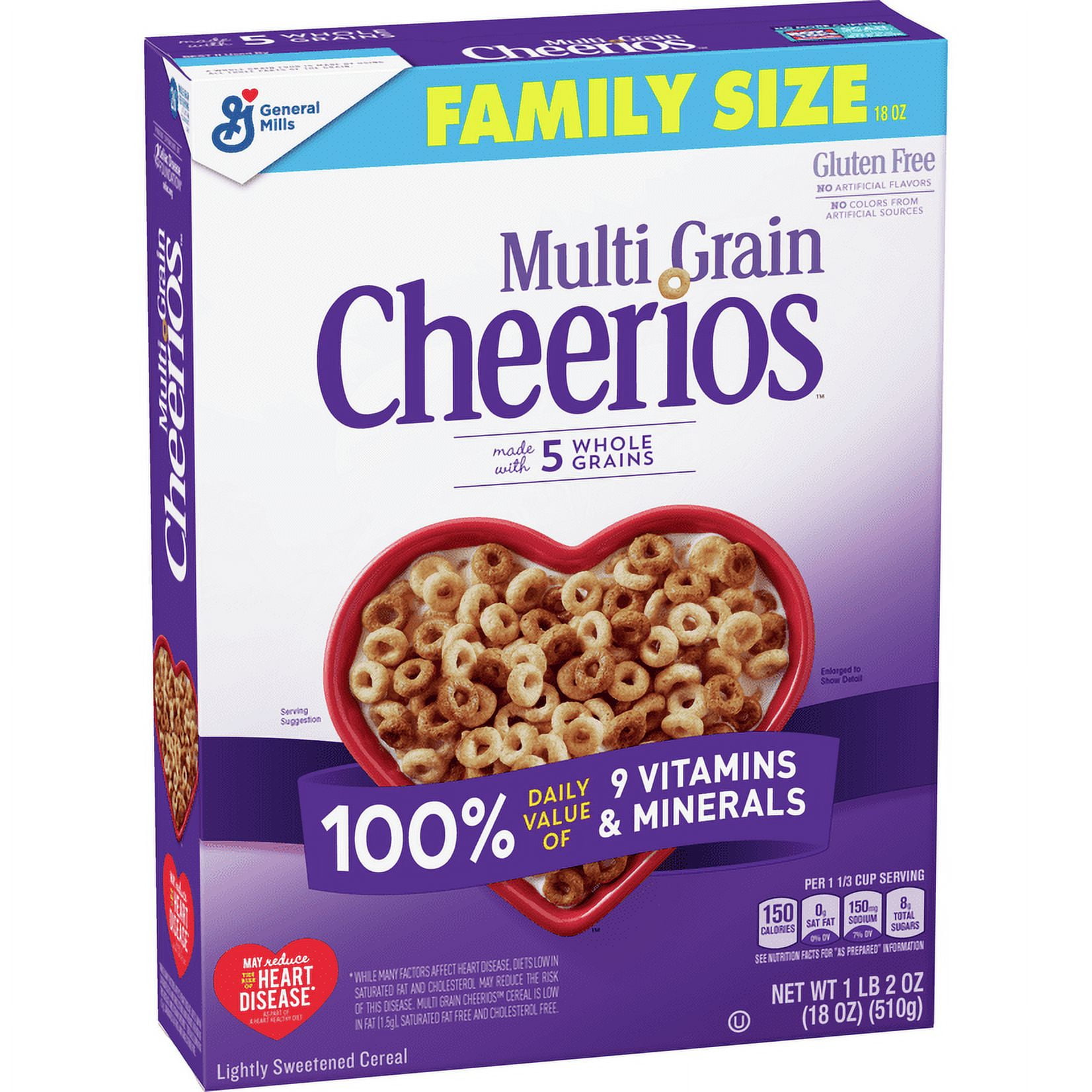 Cheerios Multi Grain Breakfast Cereal, Gluten Free, Heart Healthy Whole Grain (18 oz) g42go