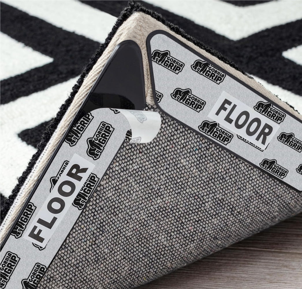 Gorilla Grip Rug Gripper Pads for Hardwood Floors, Non-Slip Adhesive Carpet Anchors (8 in x 6.5 in, 8 Pack) at1xw