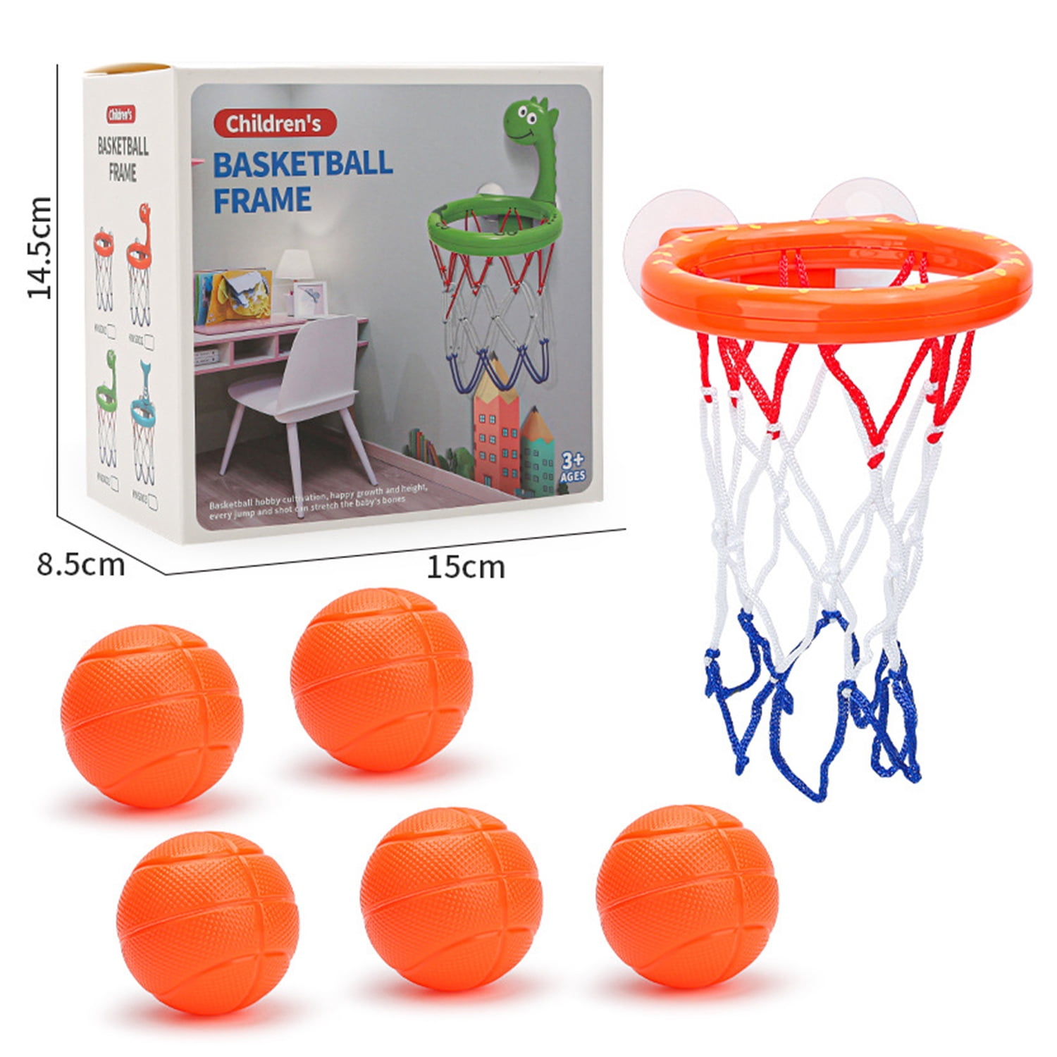 Liegorji Bathtub Basketball Hoop Set with 5 Floating Balls (Orange, 1 Set) 9pu2x