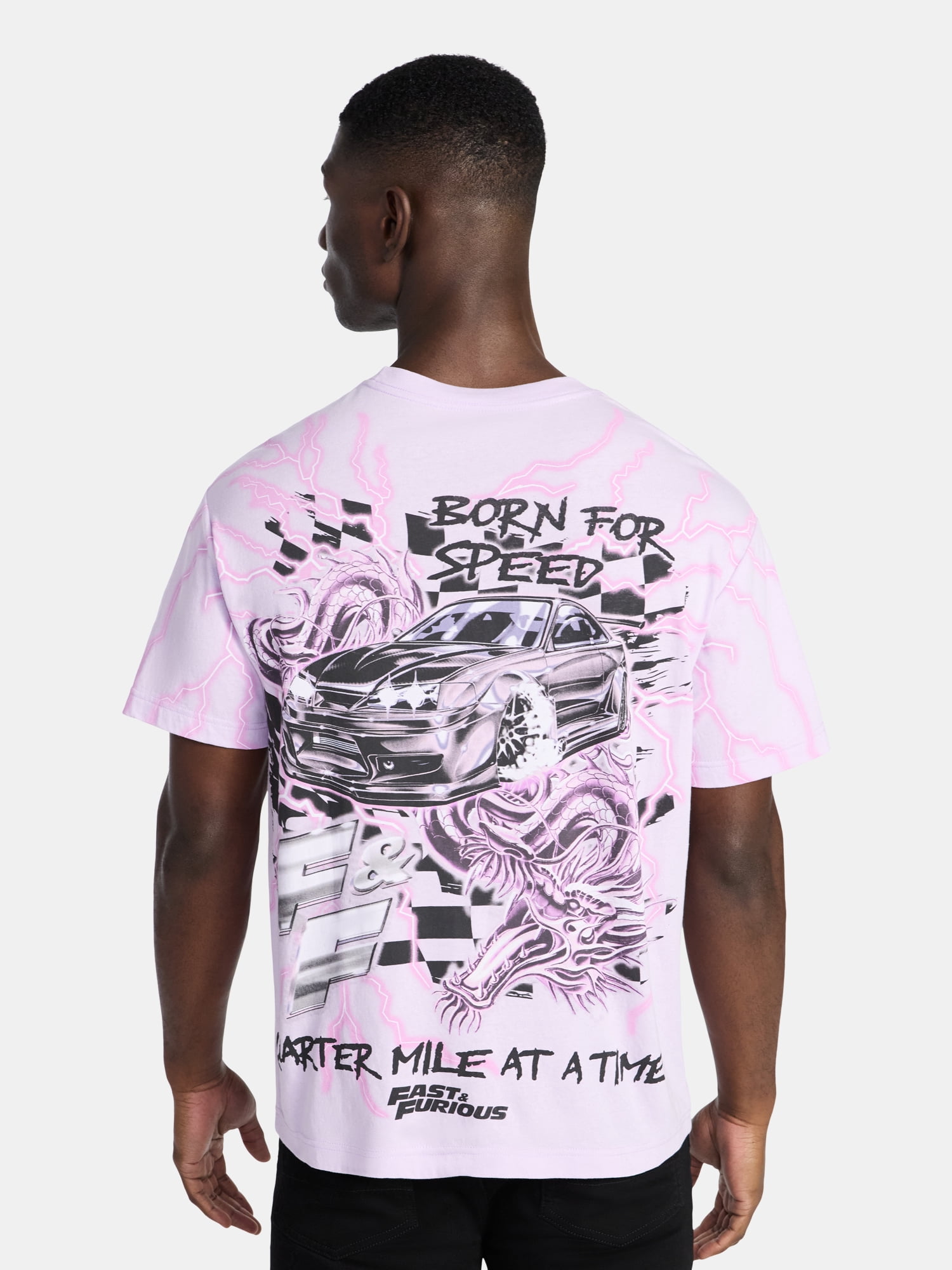 Fast & Furious Men's Dragon Line Oversized Graphic Tee (Black, XS-3XL) 0ld9w
