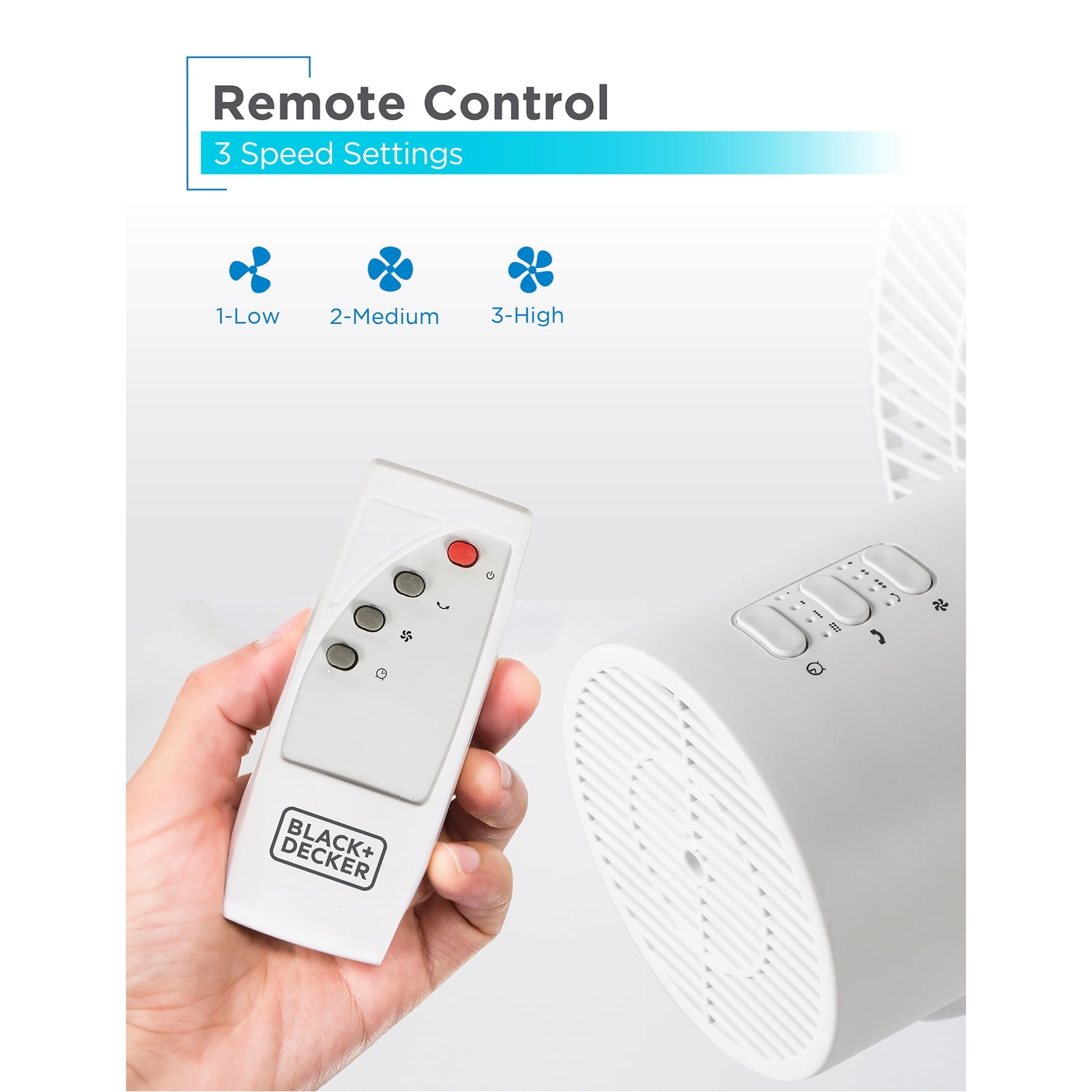 BLACK+DECKER 12-In. Oscillating Dual-Blade Table Fan with Remote (White, 12 in) cf5qh