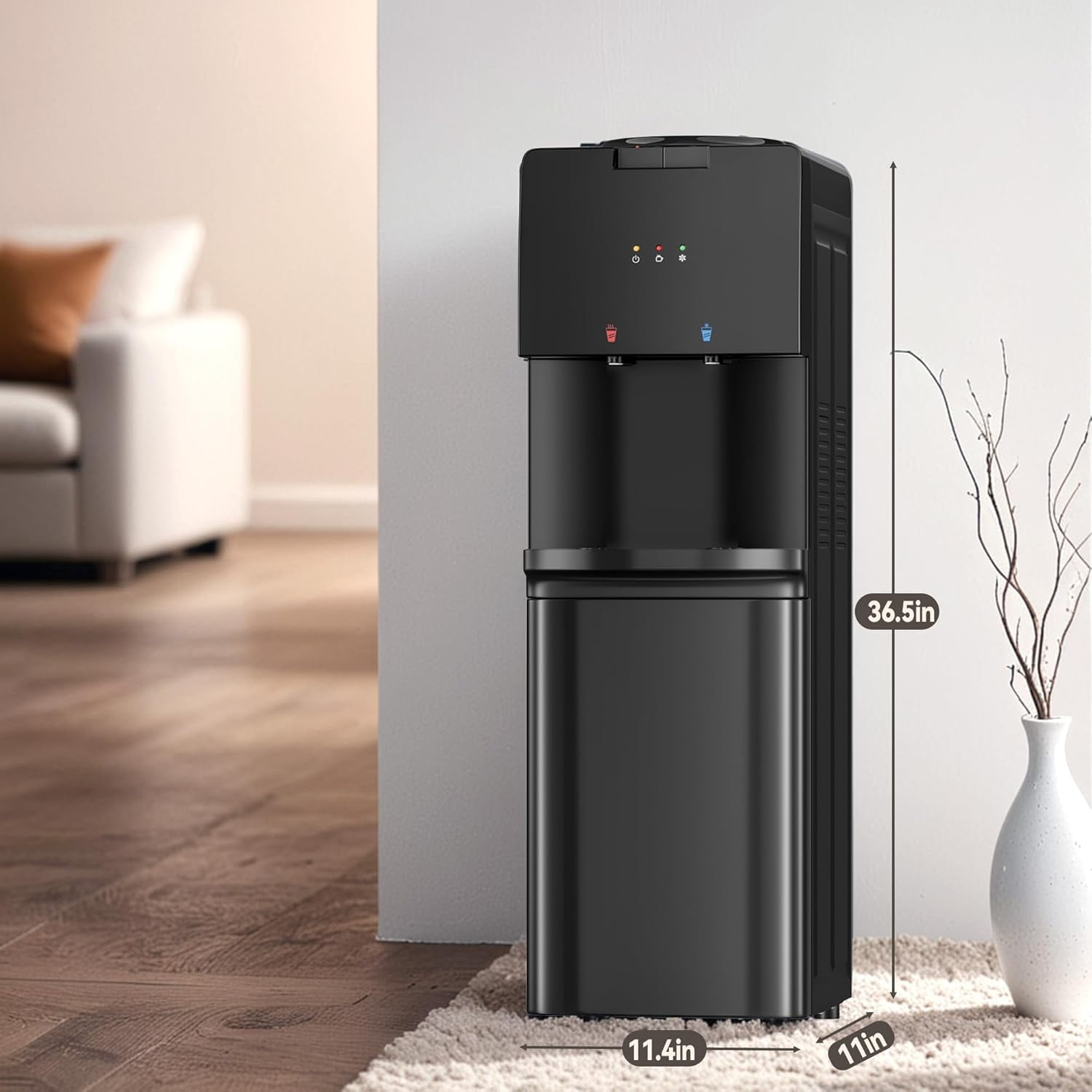 UrbanSync Top Loading Water Cooler Dispenser with Hot and Cold Temperature Settings (Black, 3 or 5 Gallon) 217ku - Image 5