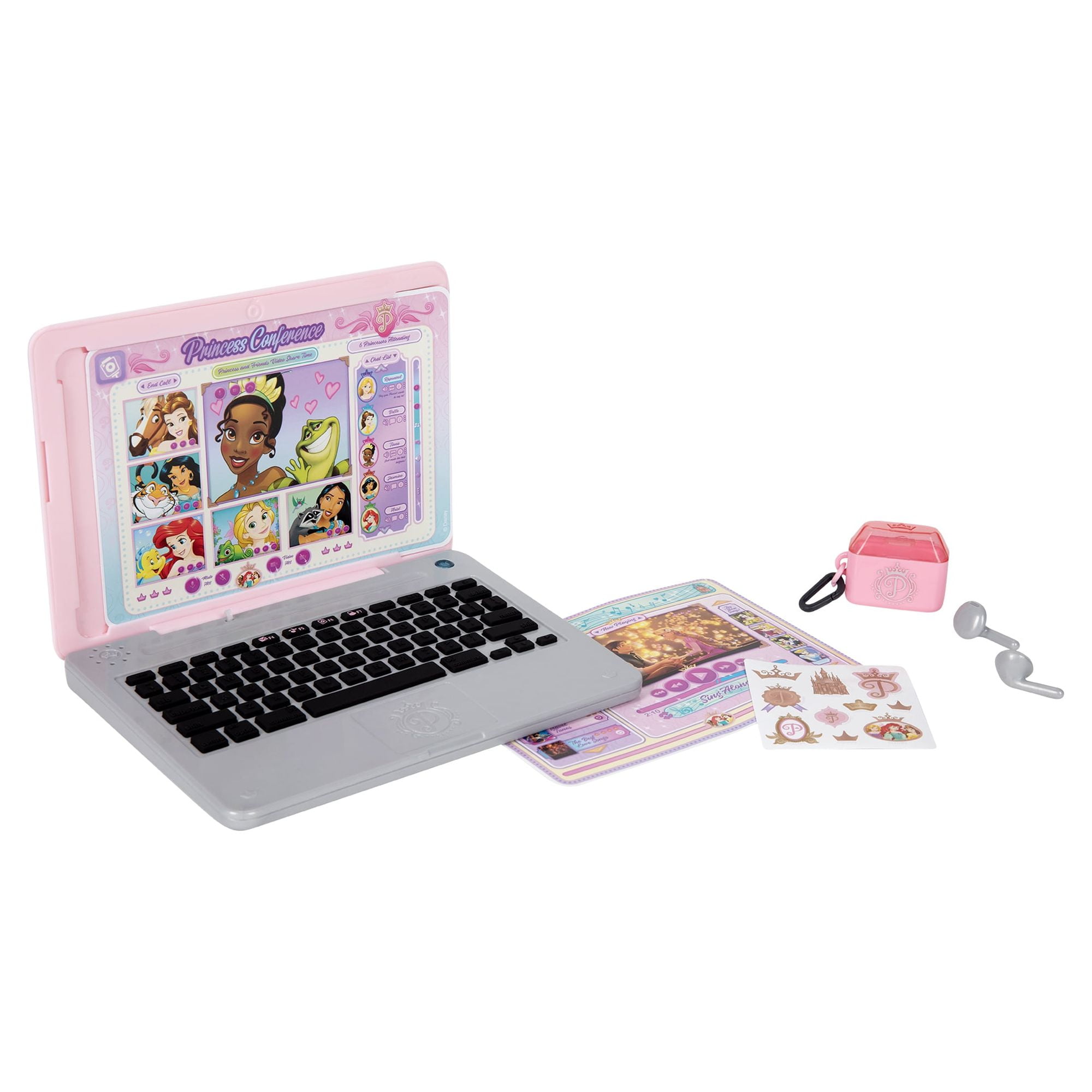 Disney Princess Style Collection Pretend Laptop with Play Earbuds (Pink, 1 Set) 8d370