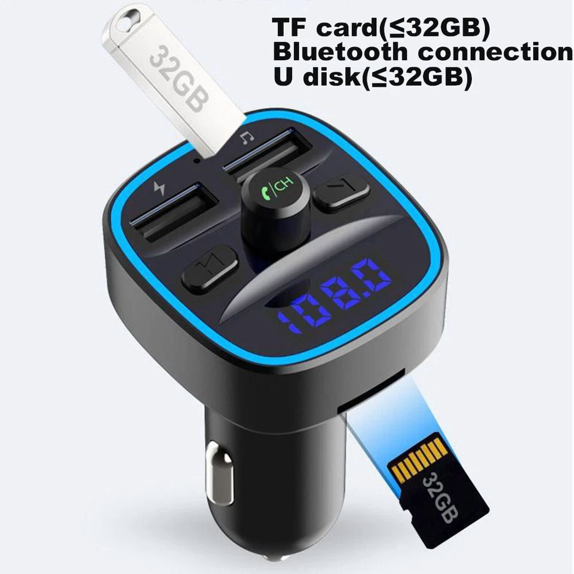 Rhea Bluetooth Car FM Transmitter Radio Adapter with QC3.0 Fast USB Charger (Black, 1 Pack) hpmqq